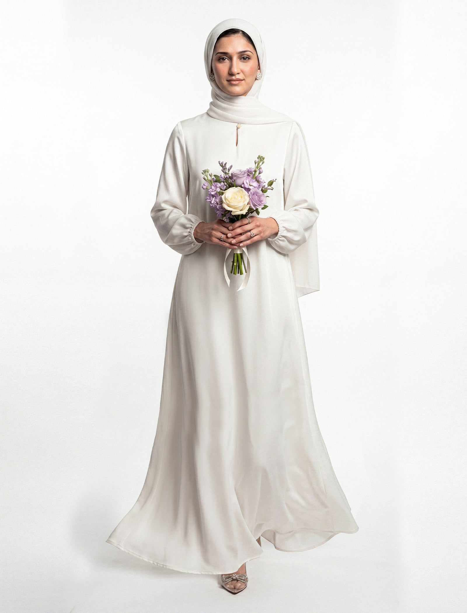 polyester Abaya in Ivory