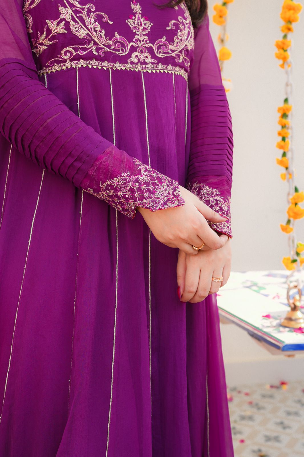 chiffon Pishwas in Purple