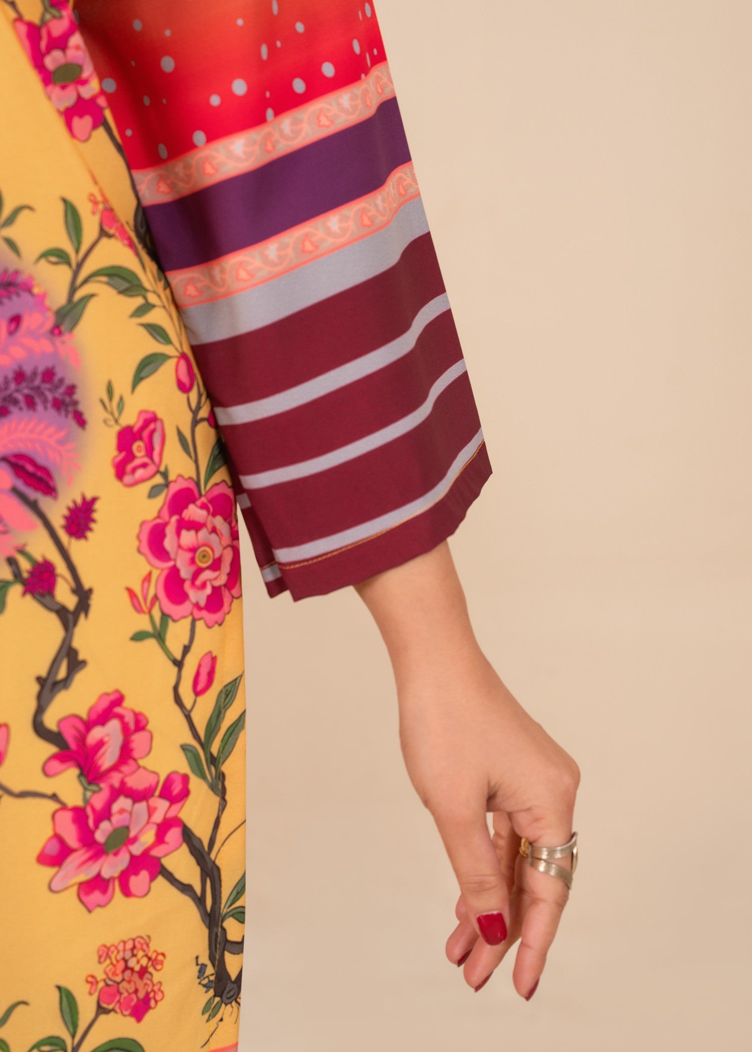 crepe Kurta Set in Yellow-orange