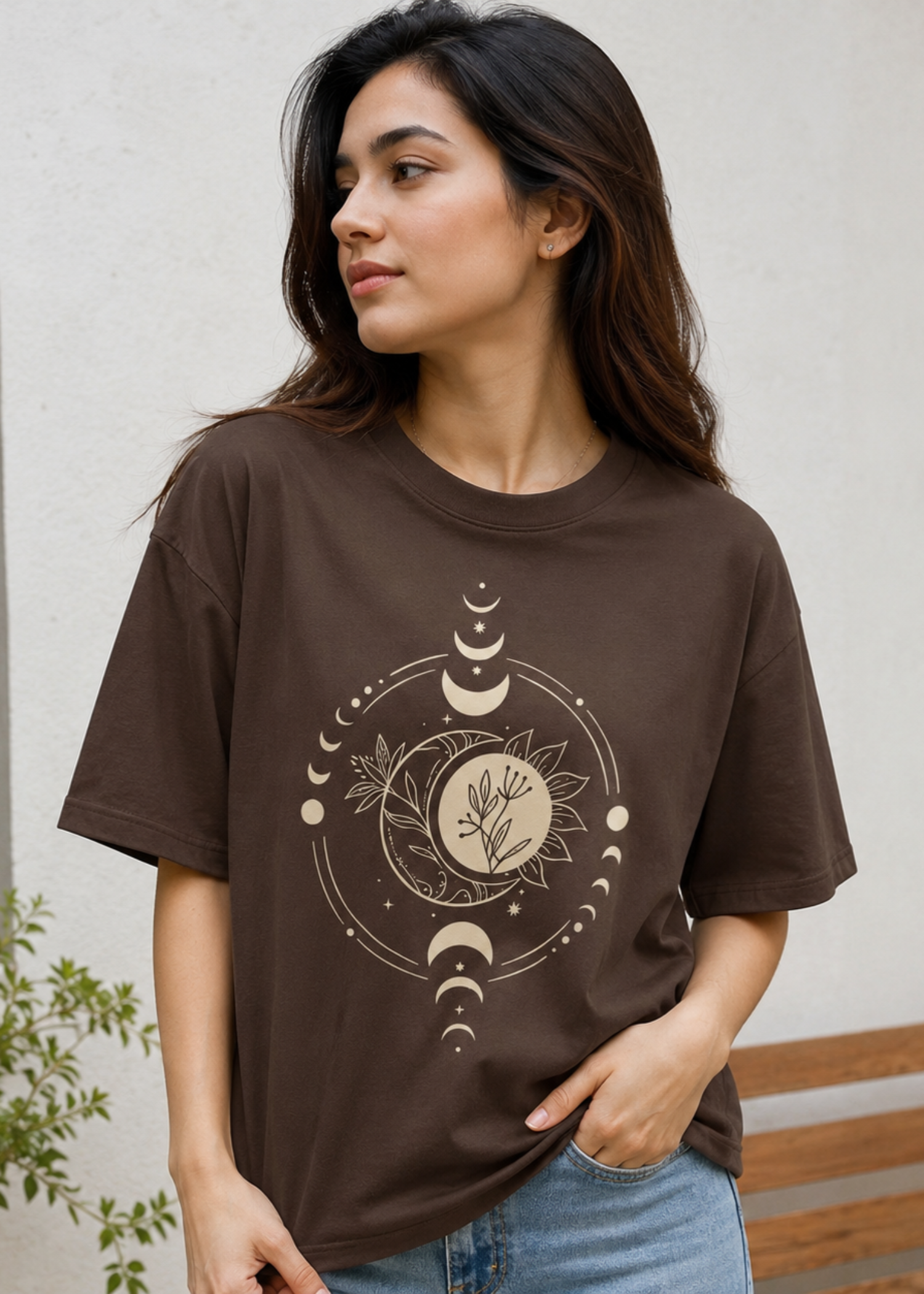 cotton jersey T Shirt in Burnt umber
