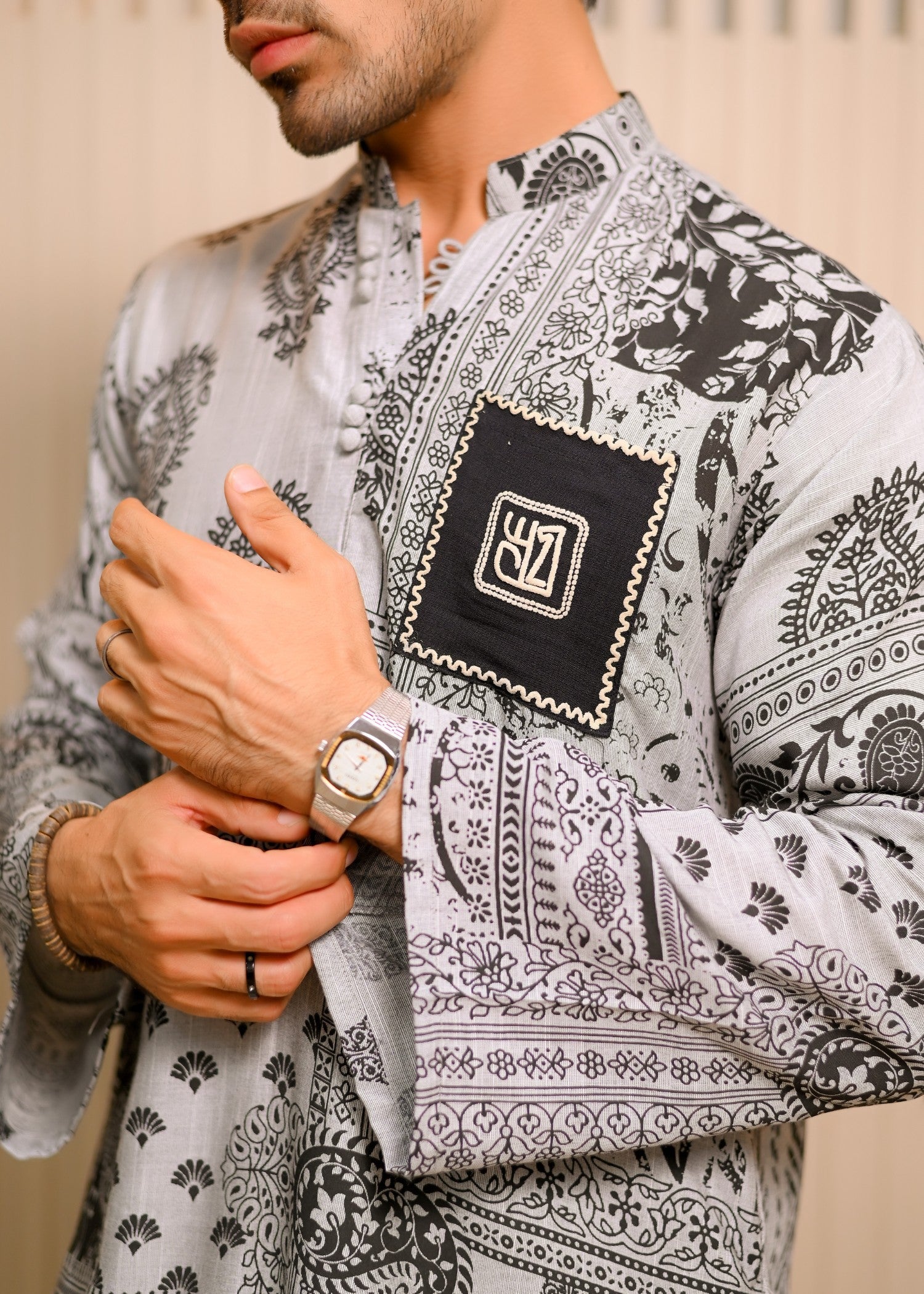 cotton net Kurta Set in Grey