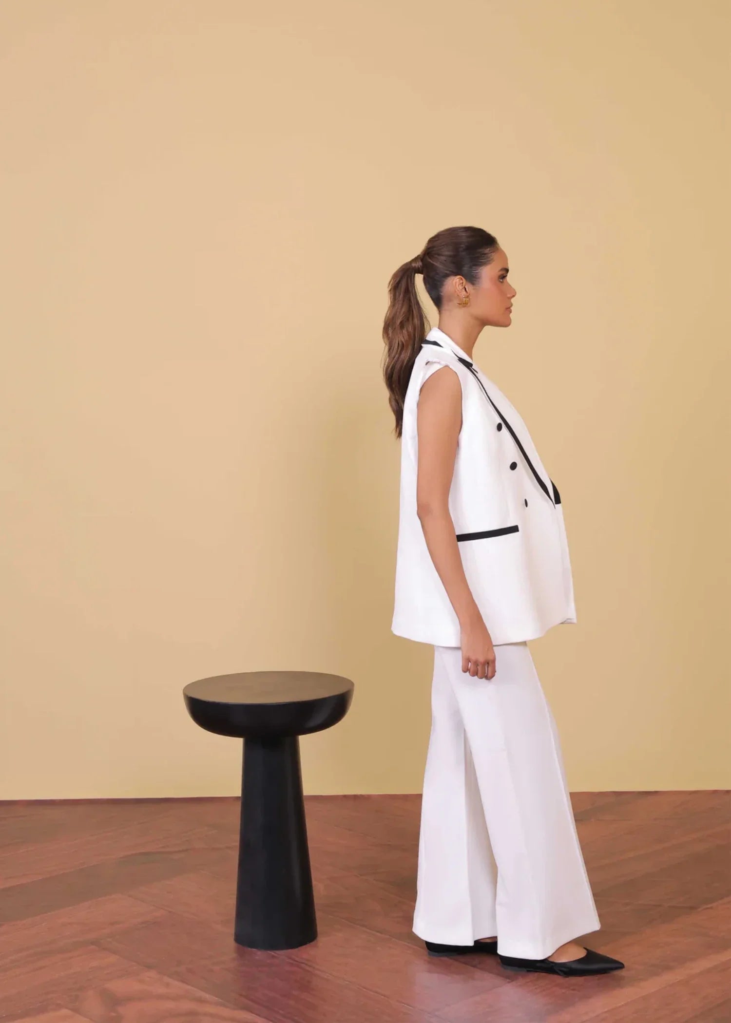polyester Blazer in White