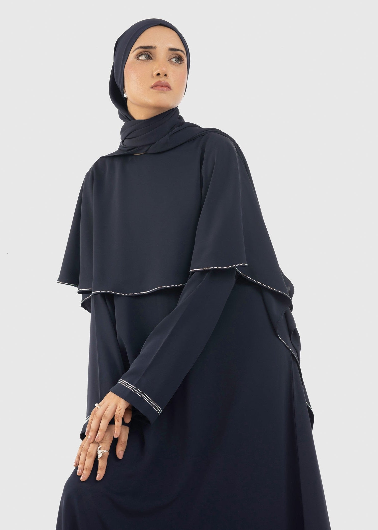 spandex Abaya in Aegean blue