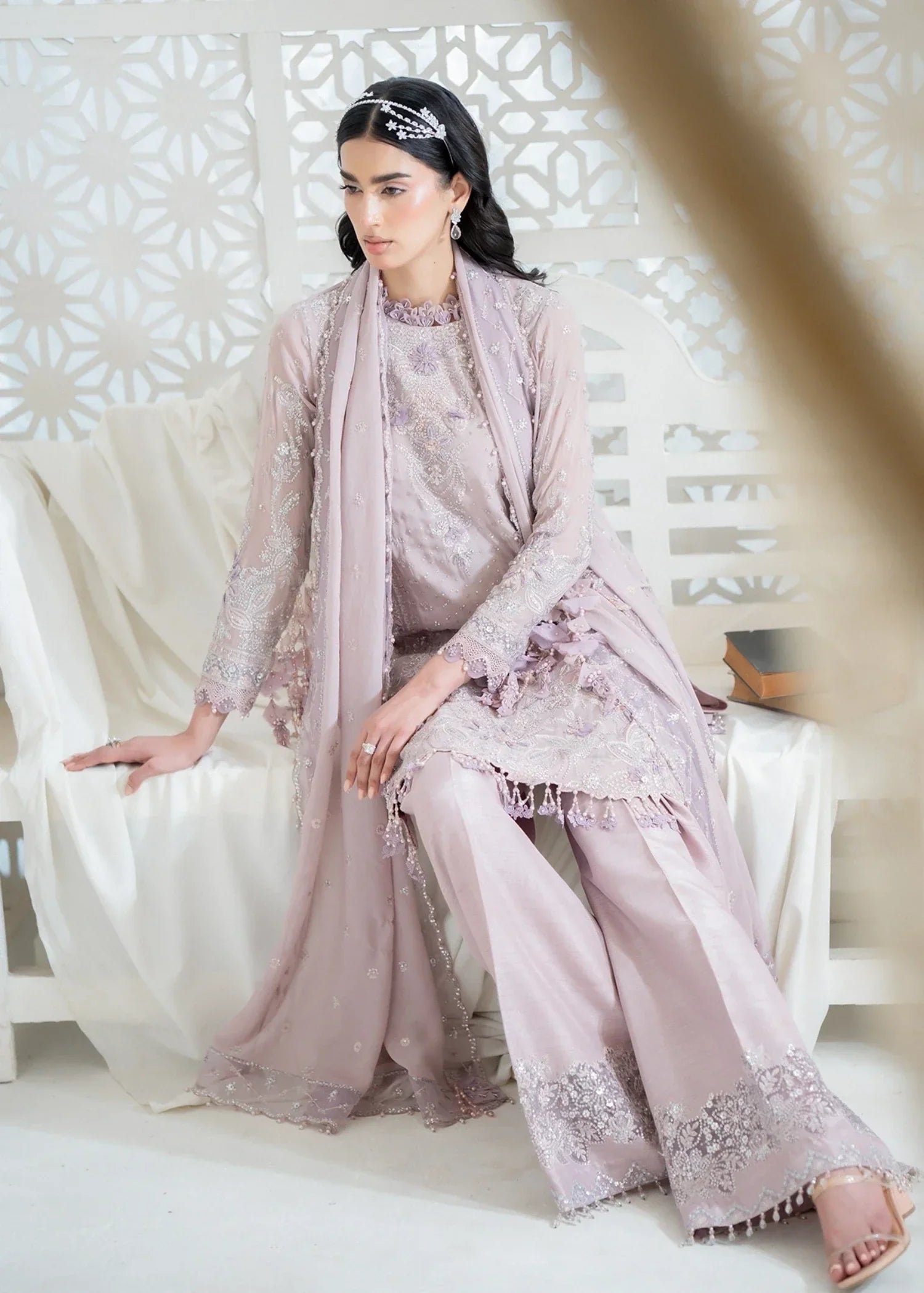 georgette chiffon Kurta Set in Lilac