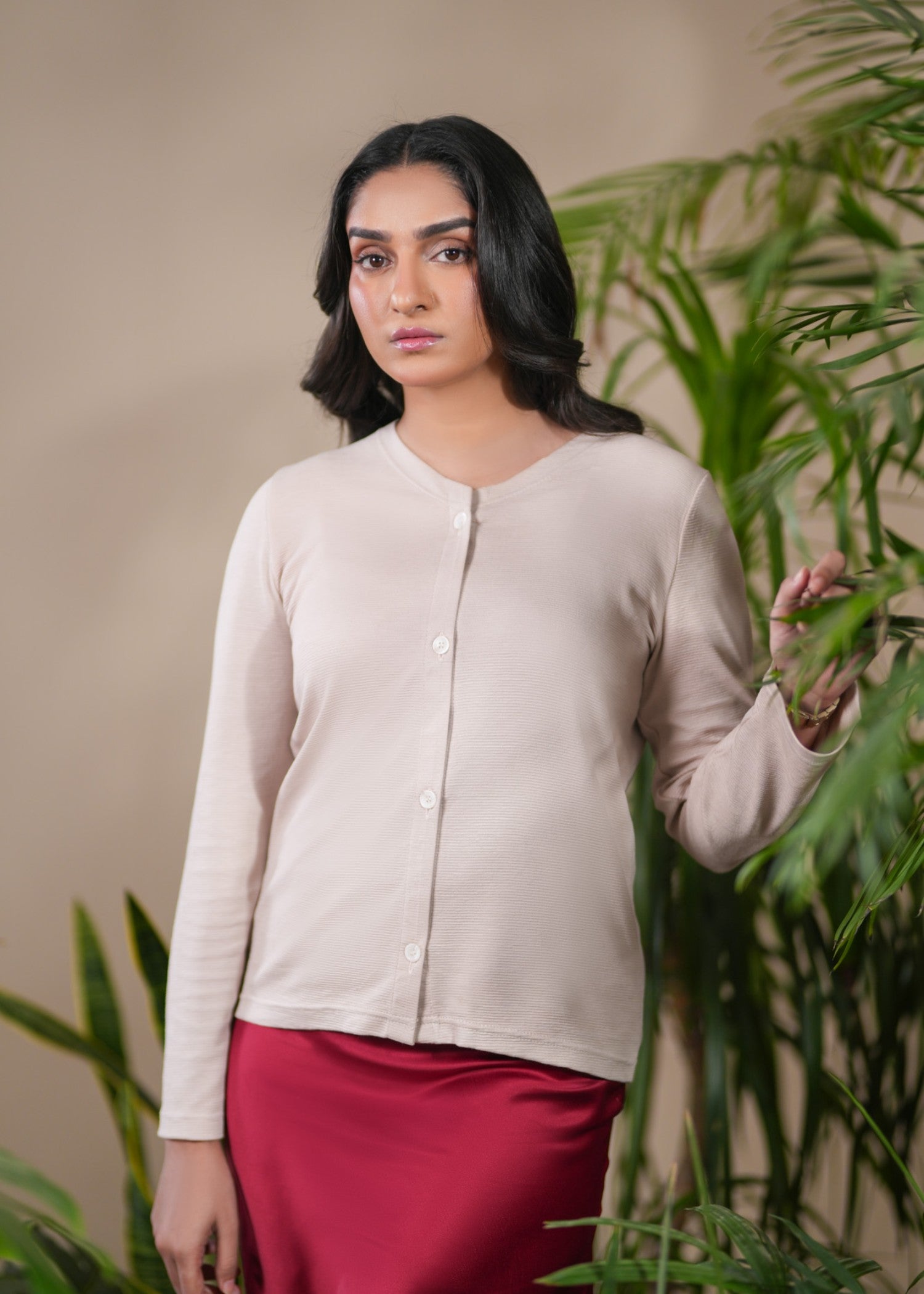 jersey knit Cardigan in Peach pink