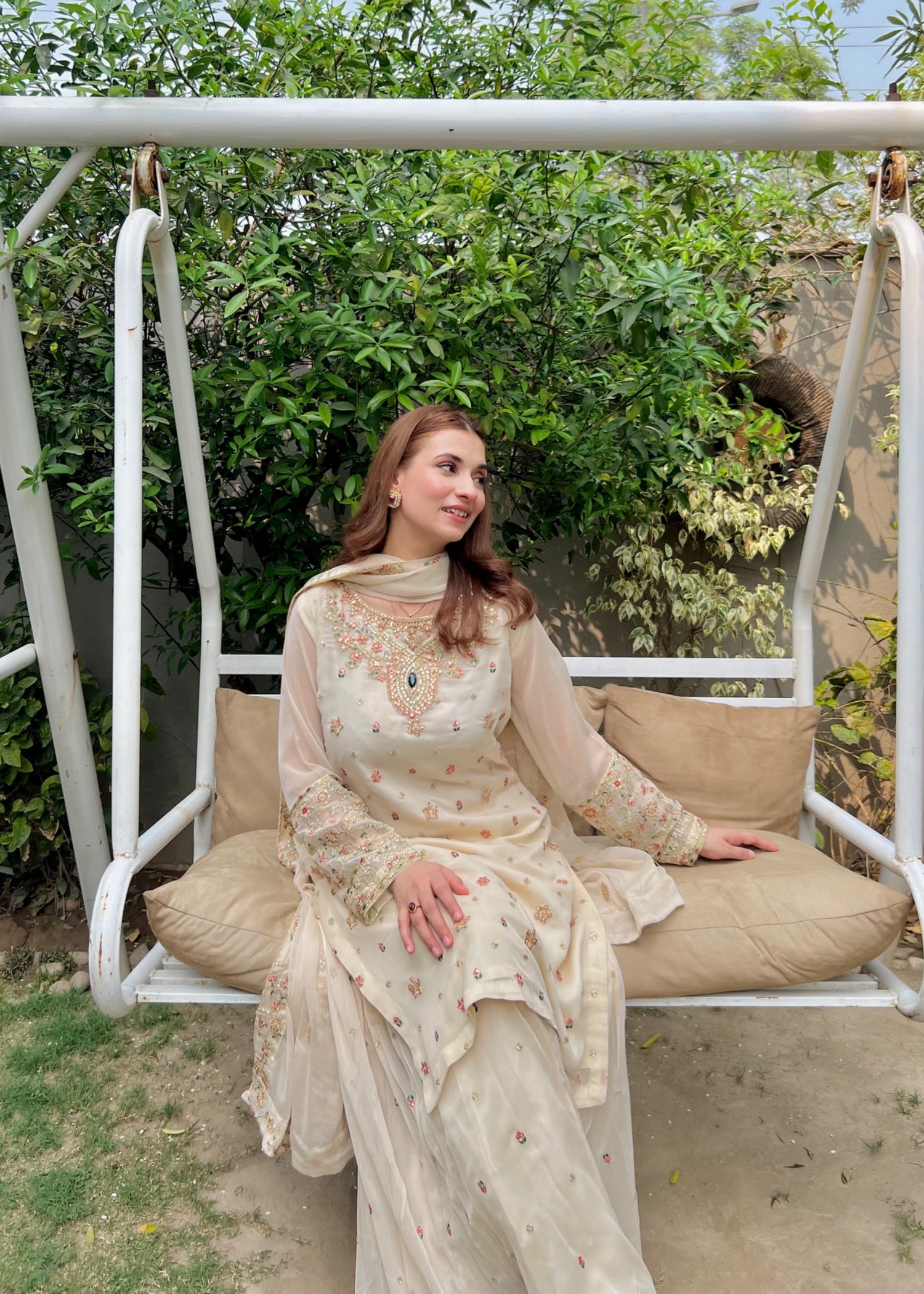 chiffon Sharara in Beige