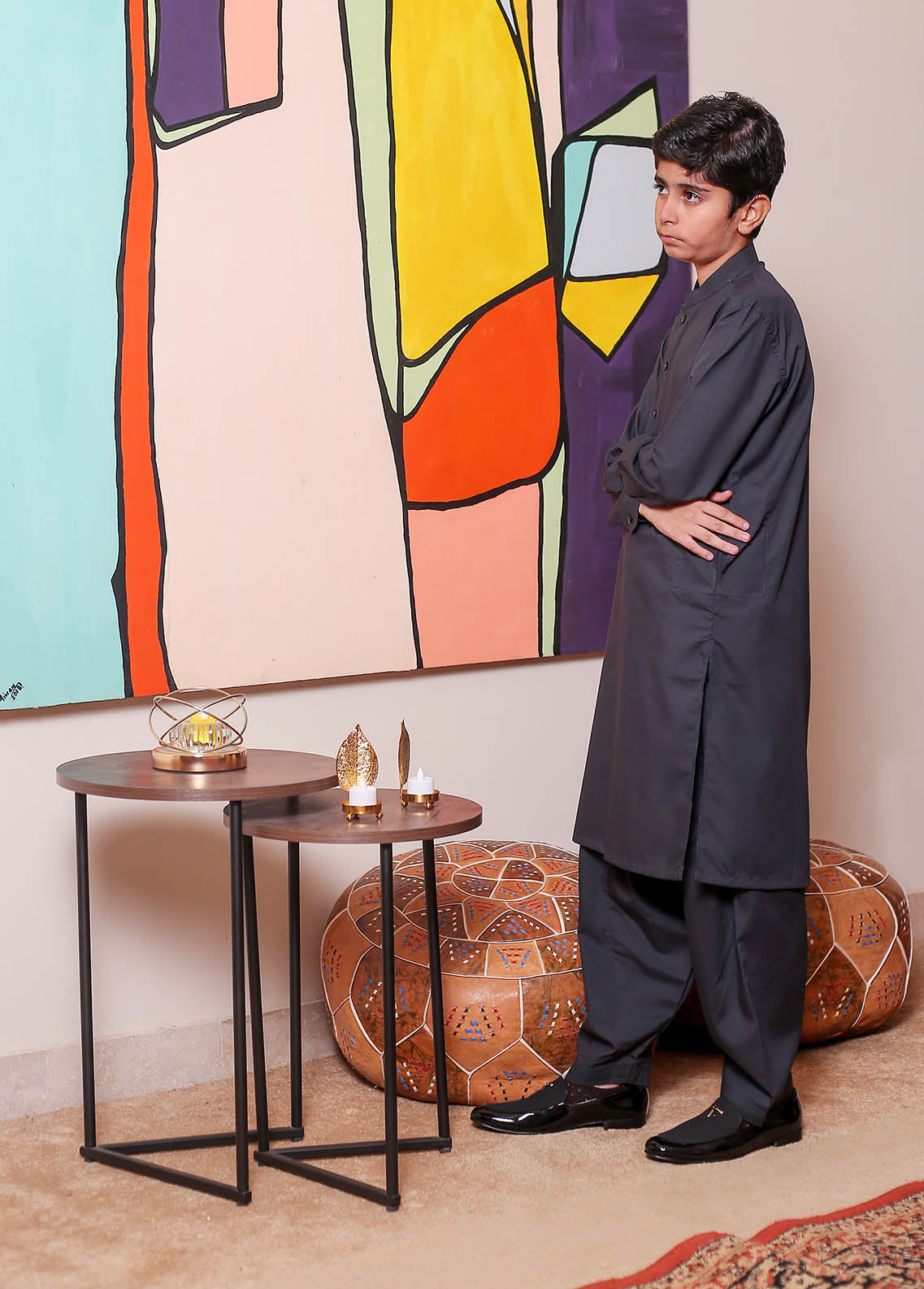 wash & wear Kurta Set in Iron grey