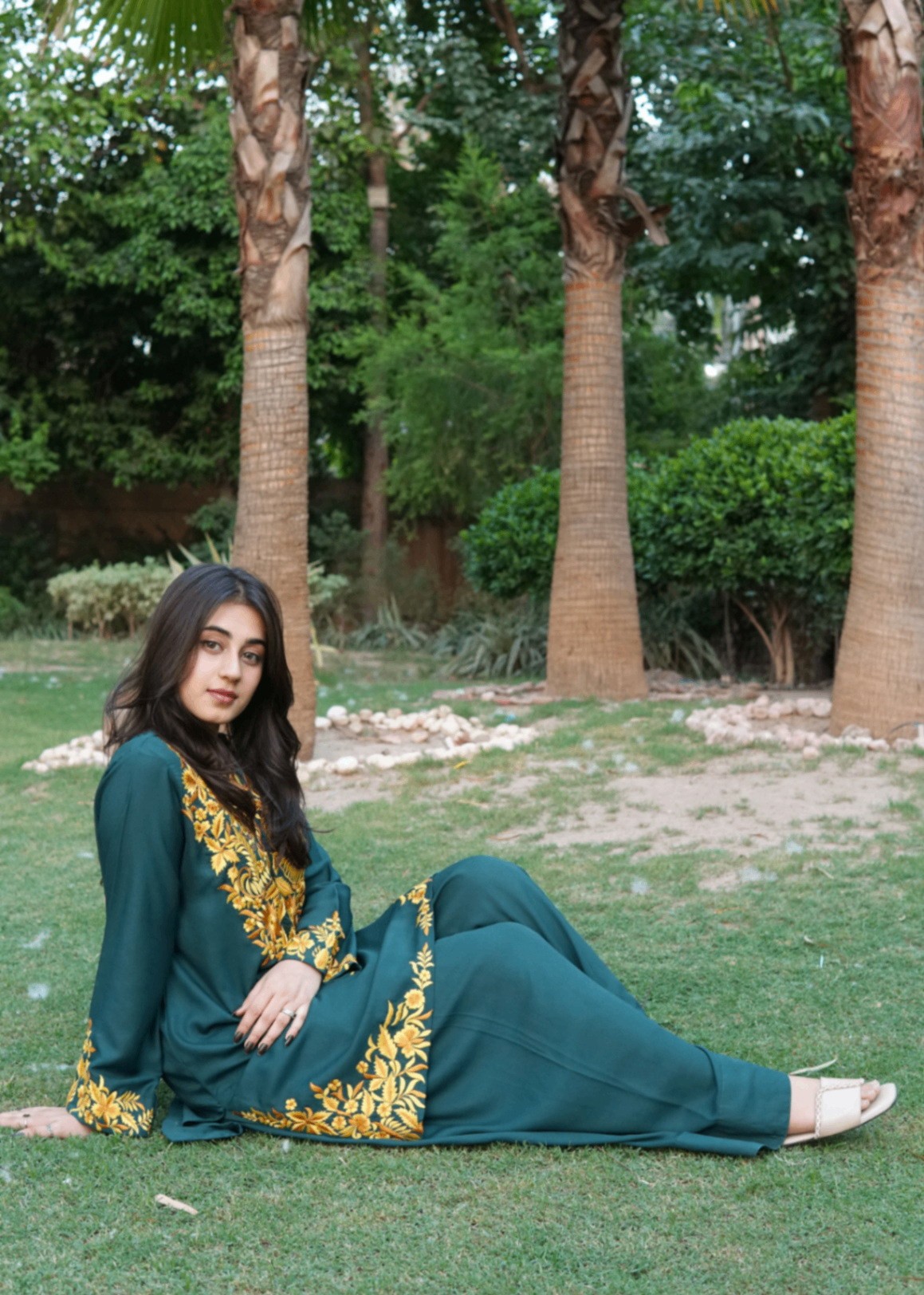 grip Kurta Set in Sea green