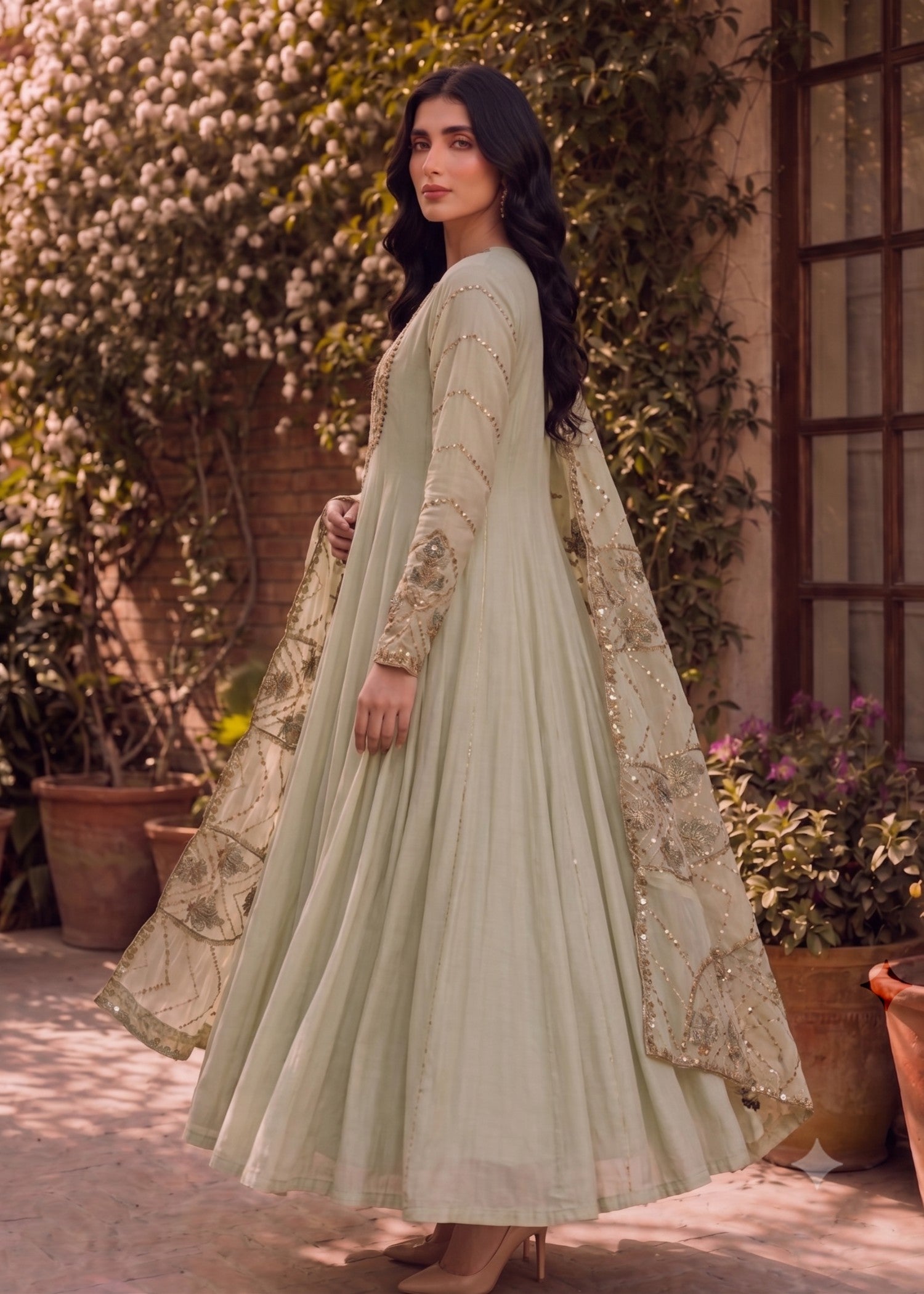 chiffon Maxi in Pistachio green