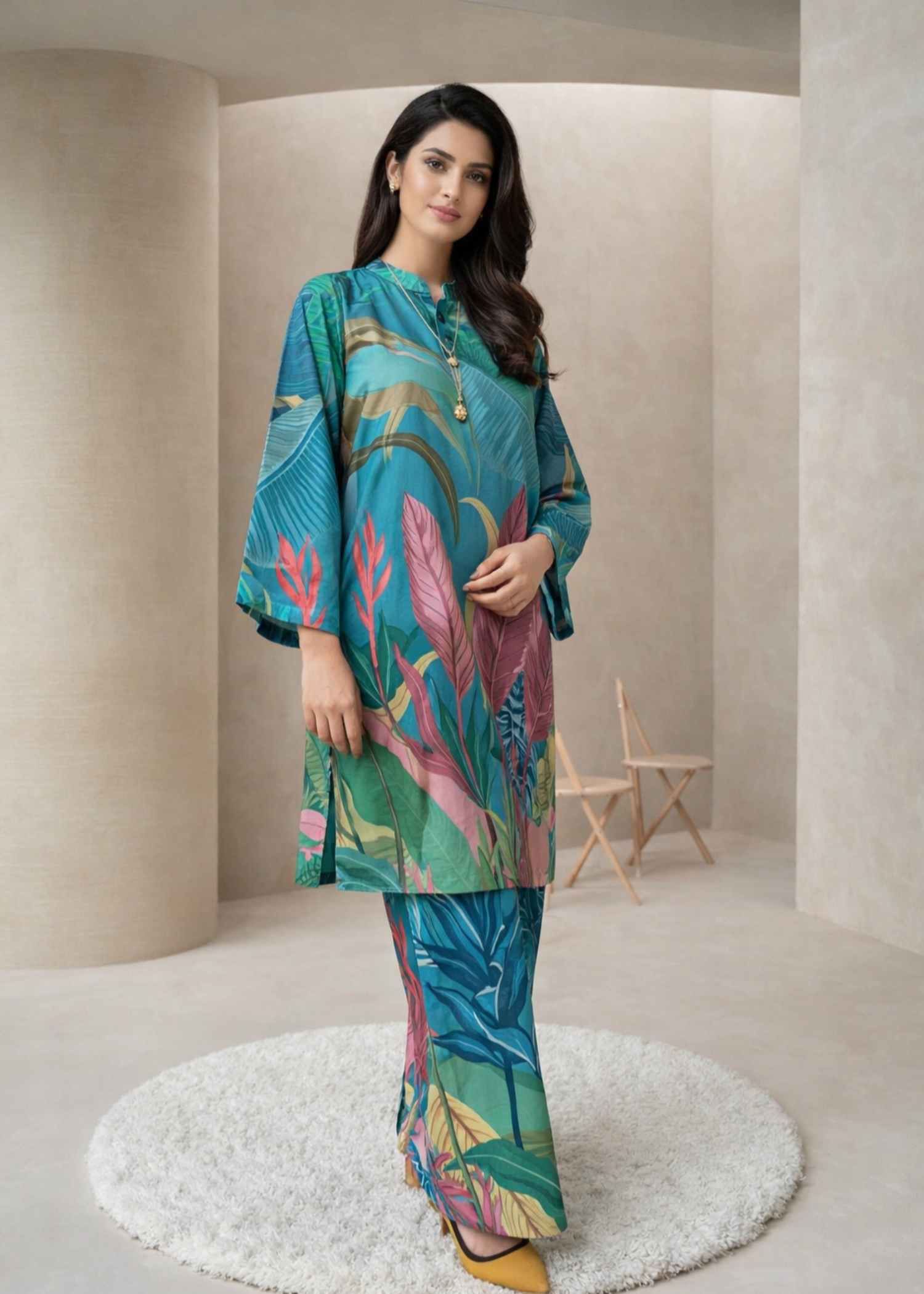 cotton crepe Co Ord Sets in Sea green