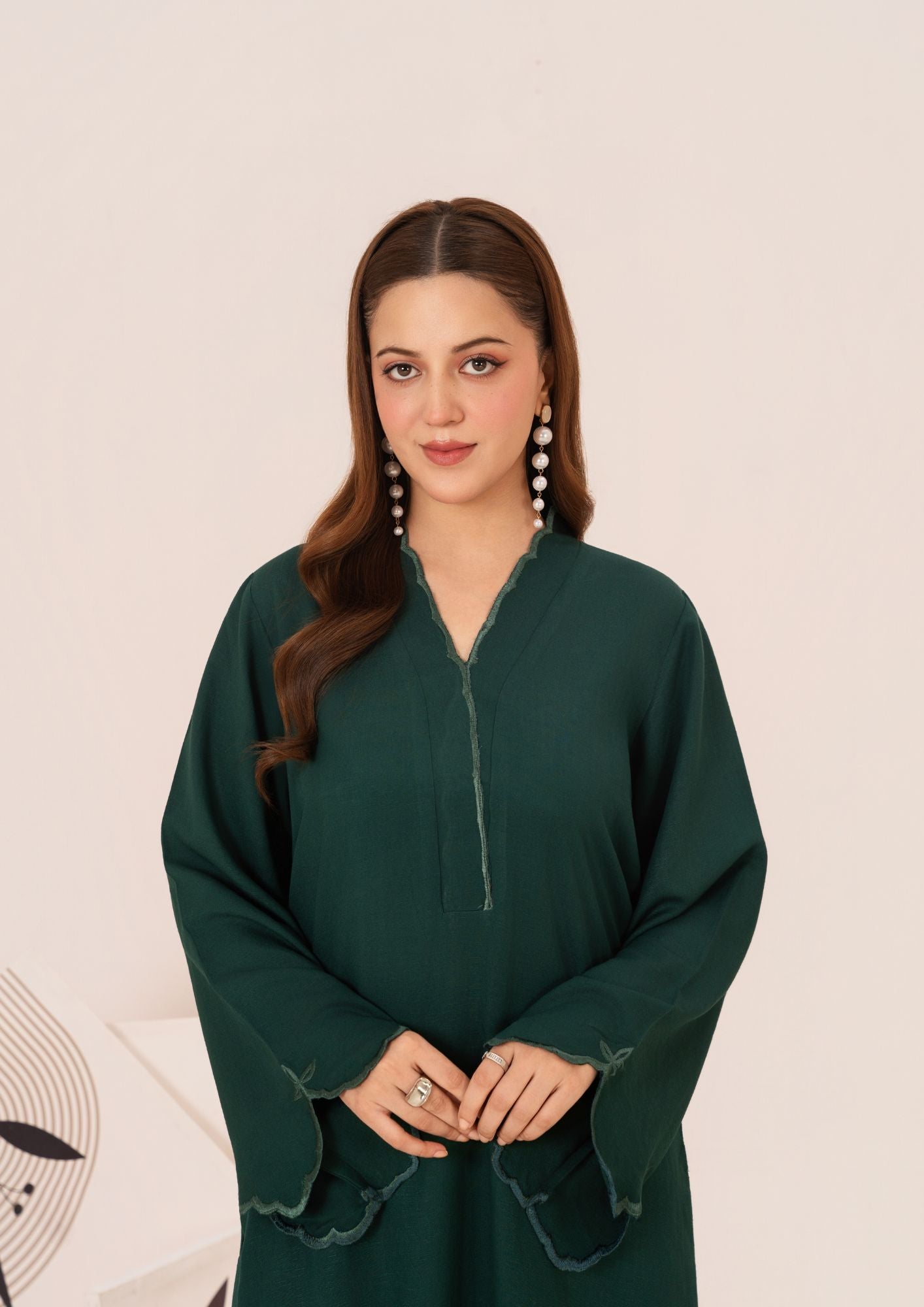silk karandi Kurta Set in Bottle green
