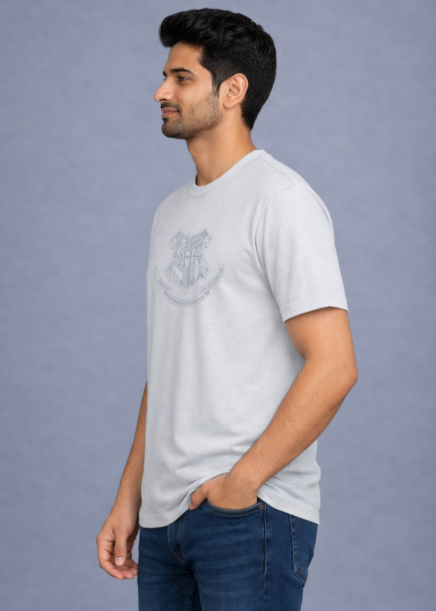 single jersey knit T Shirt in Light grey