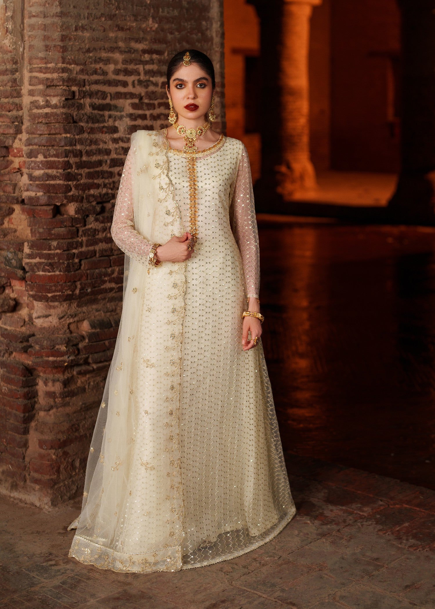 crinkle chiffon Maxi in Ivory