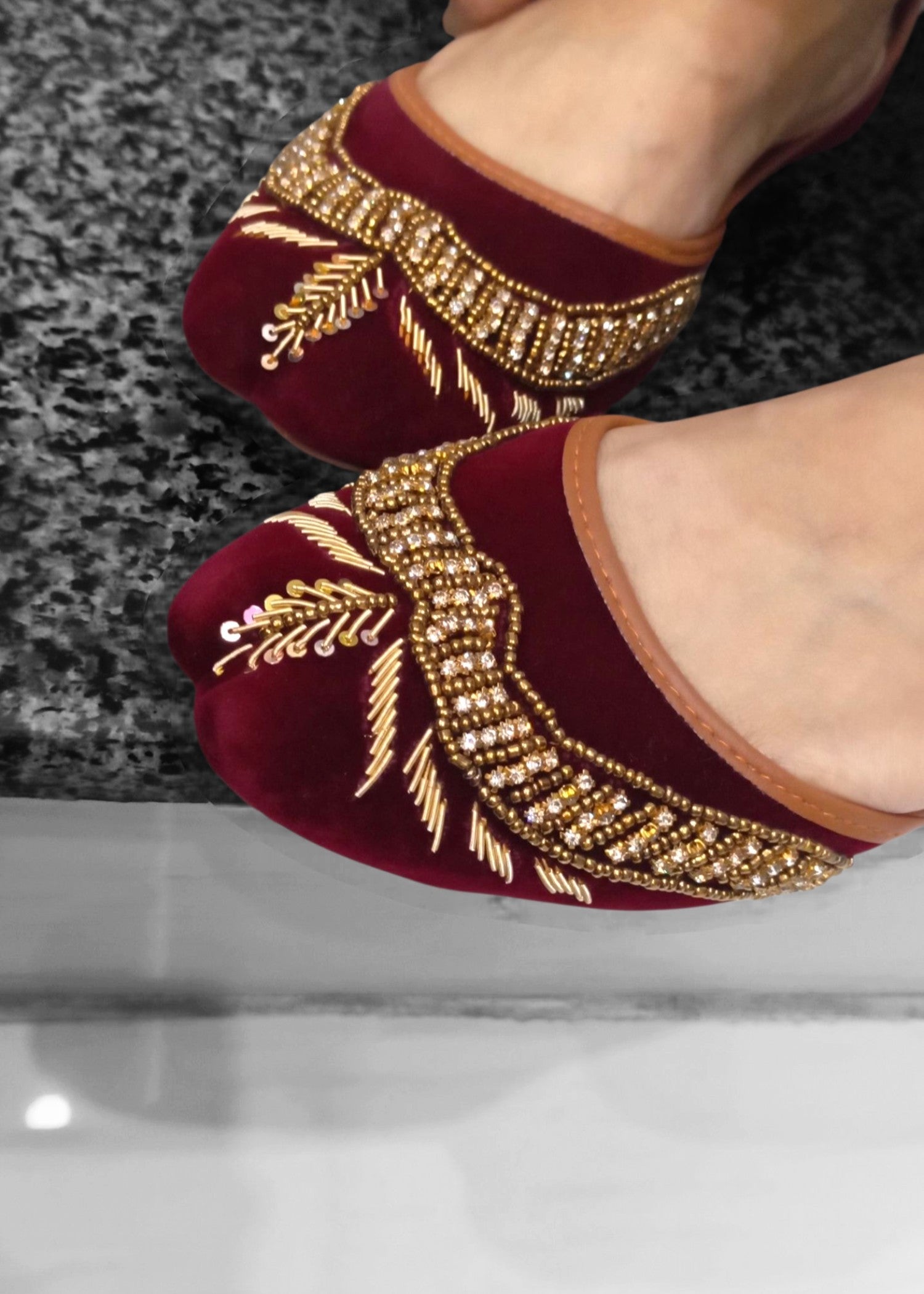 Khussa in Maroon by - High Quality Women Khussa GCR3406