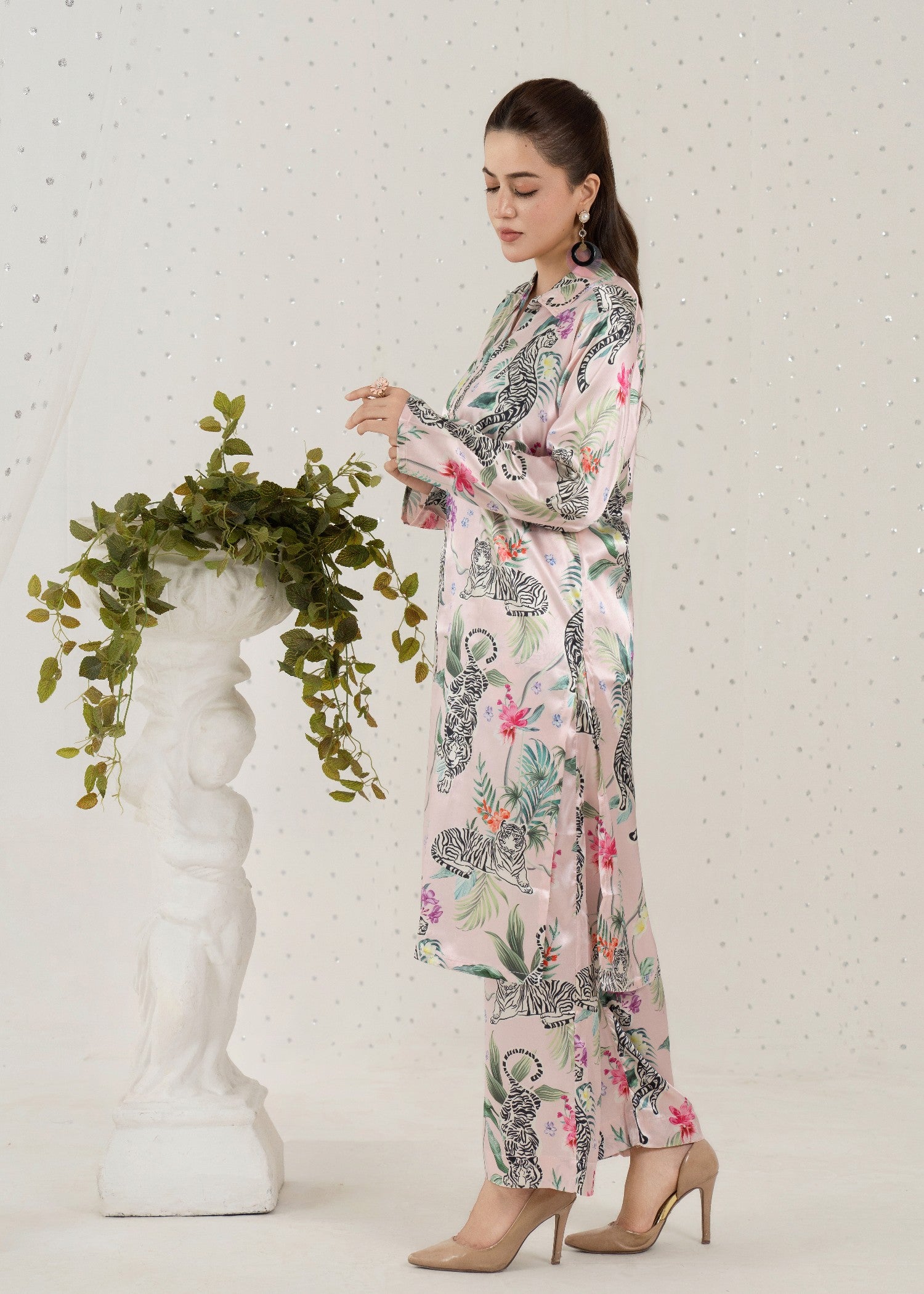 silk Co Ord Sets in Blush pink
