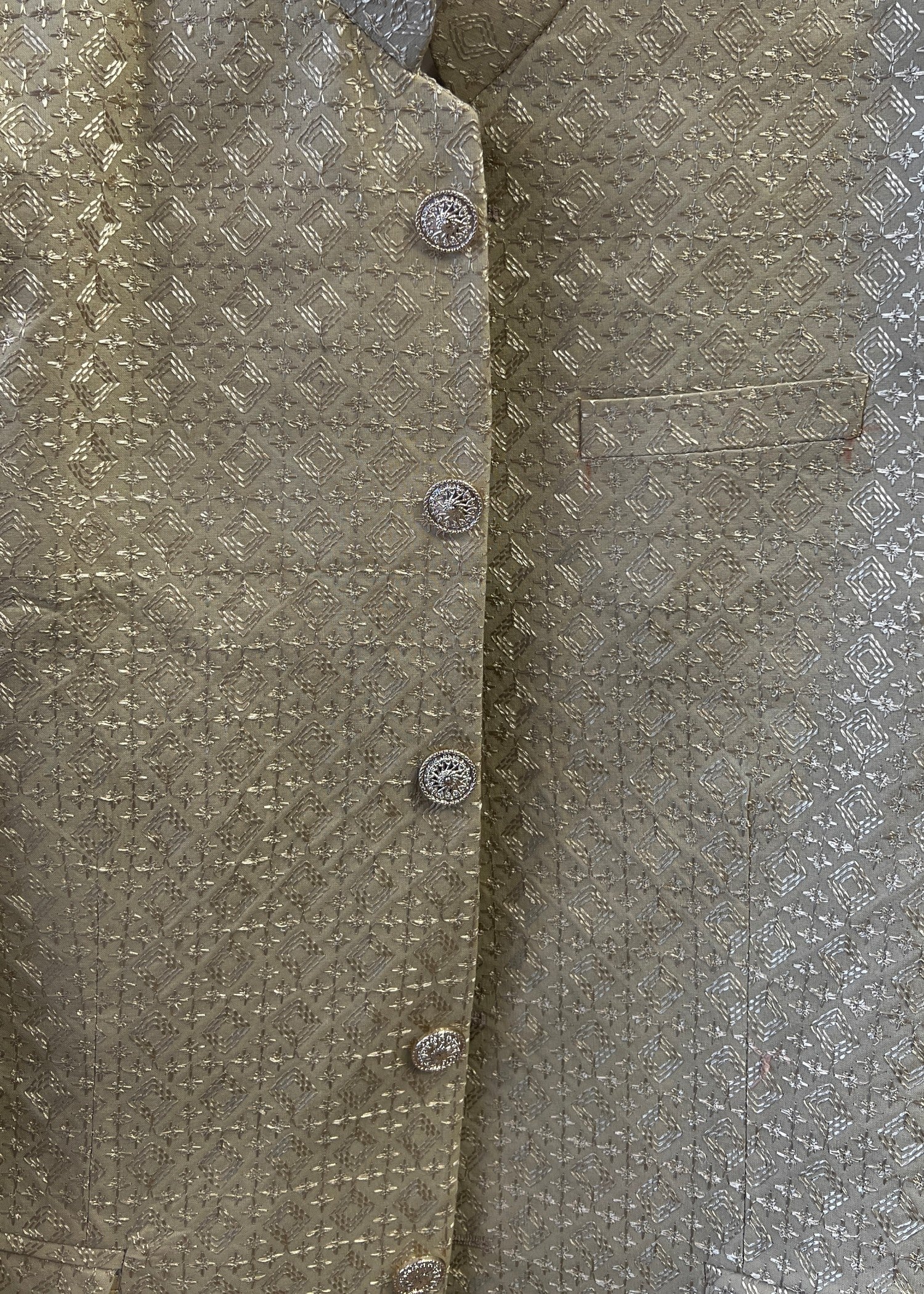 chikankari cotton Prince Coat in Pistachio green