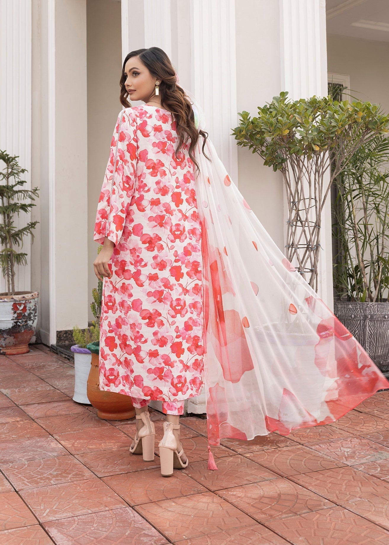 cotton viscose Unstitched in Pink