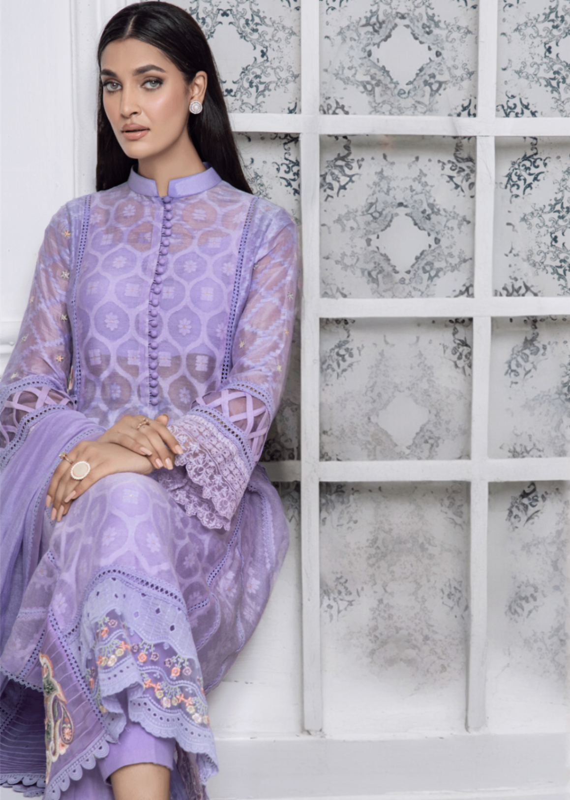 organza Kurti in Bright lavender