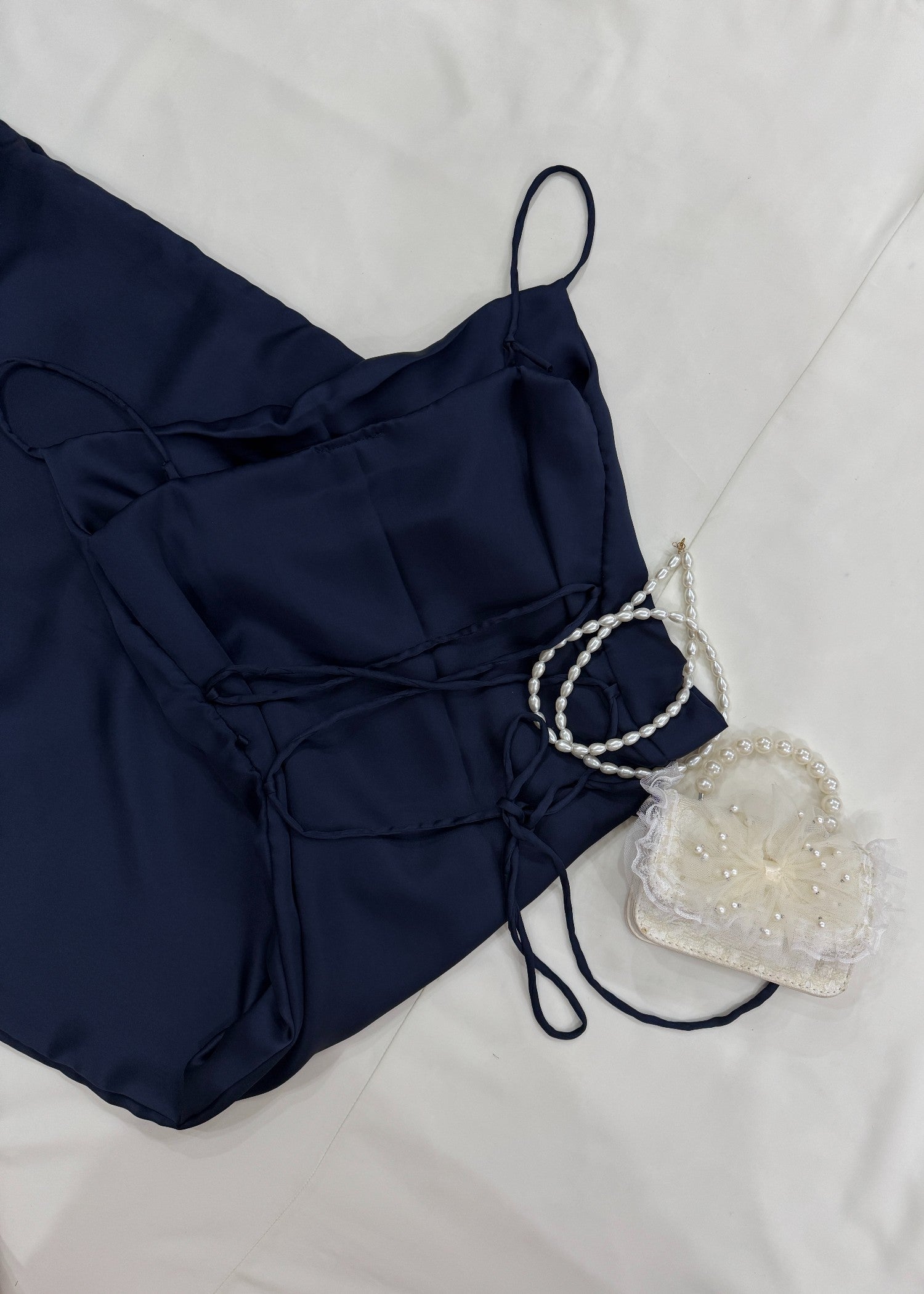 satin silk Dress in Navy blue