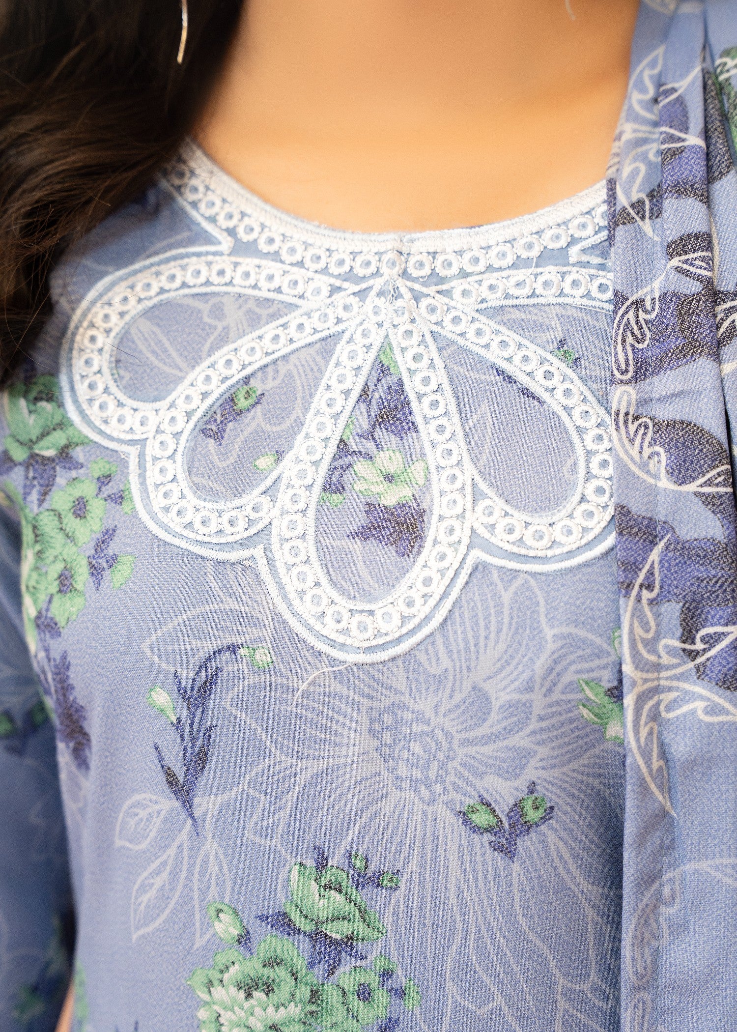 dhanak Kurta Set in Sky blue