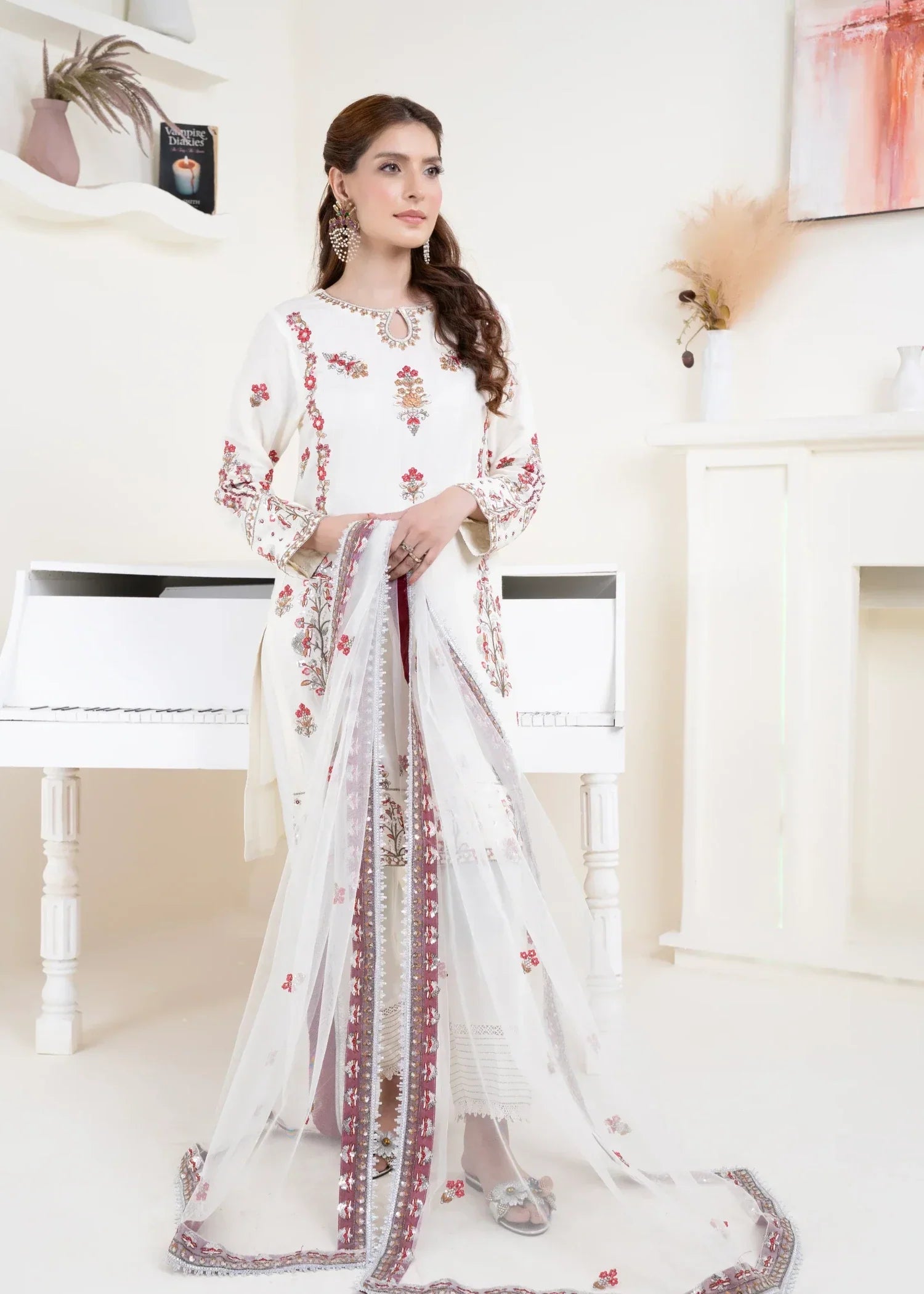 raw silk Kurta Set in Off-white