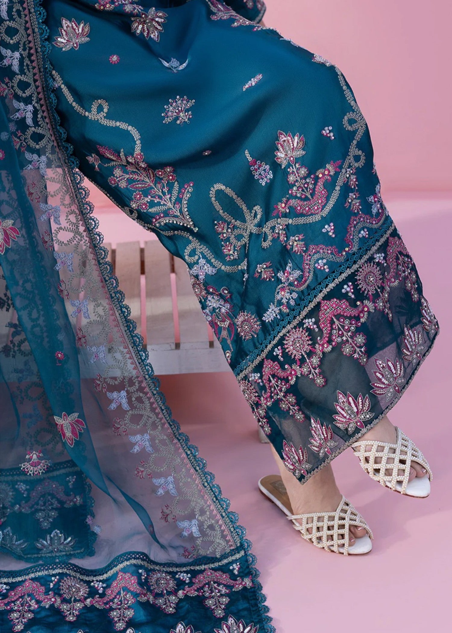 cotton silk Kurta Set in Ocean blue