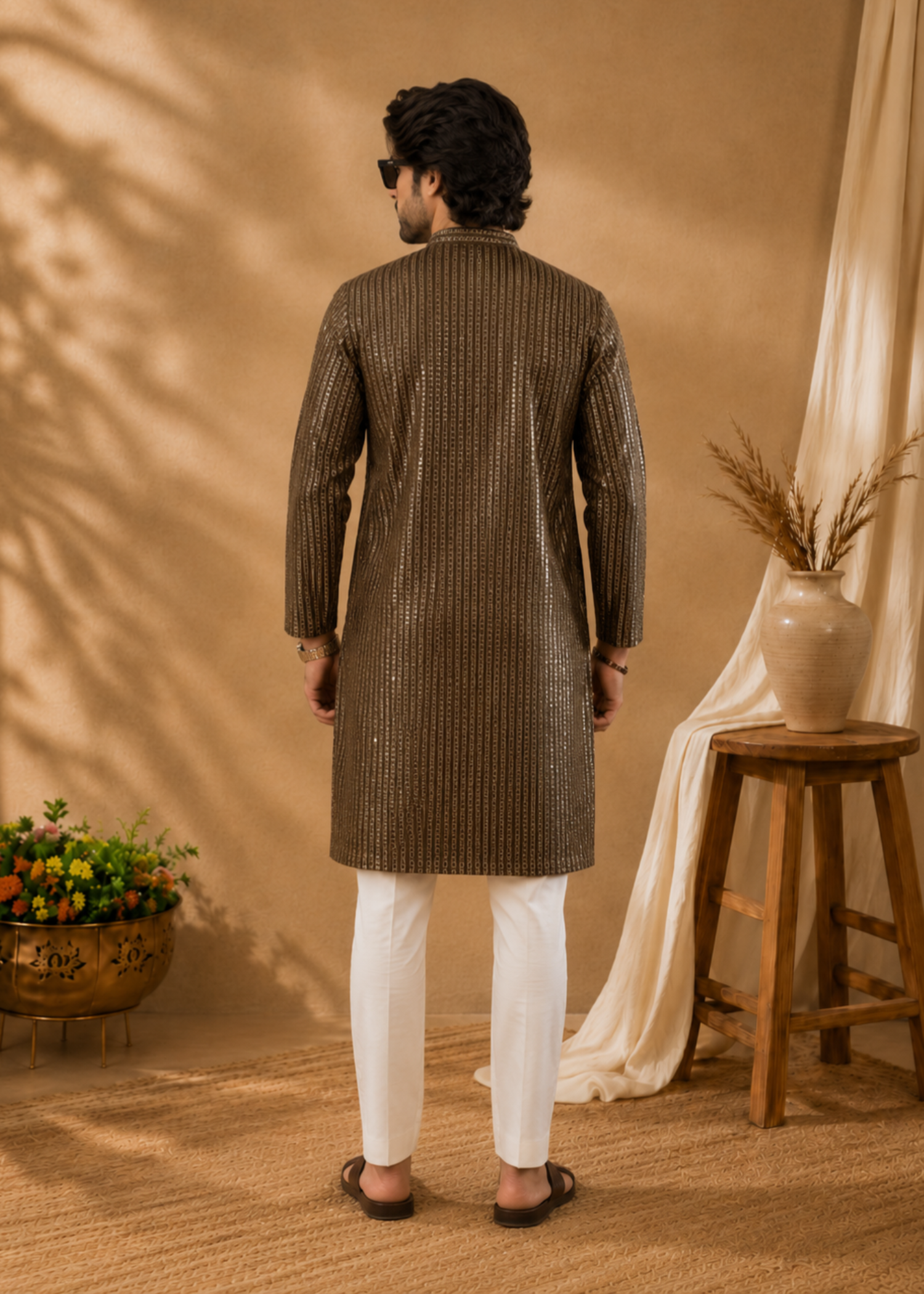 pk raw silk Kurta Set in Mocha brown by The Great Masters (TGM)