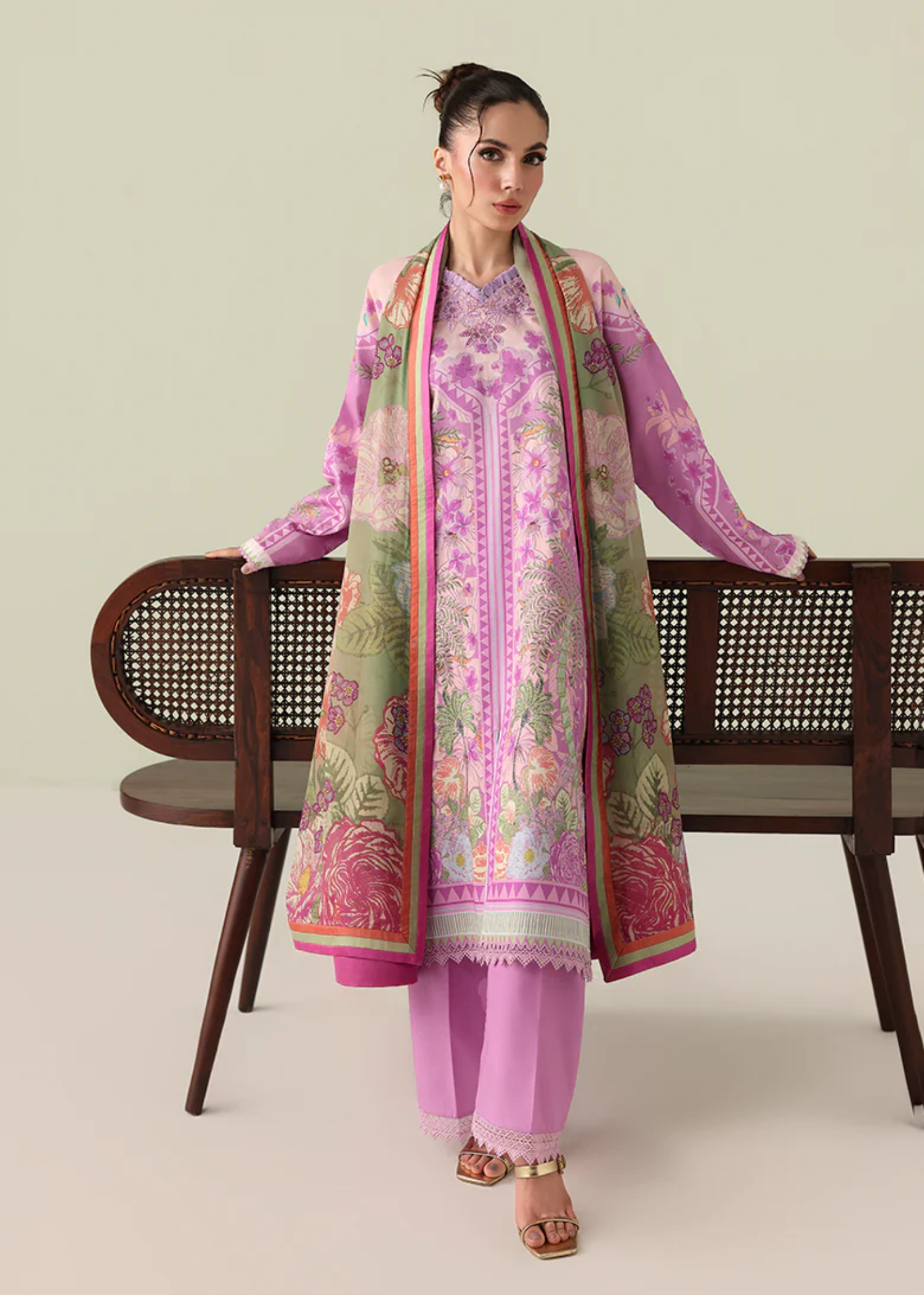 lawn Unstitched in Purple pizzazz
