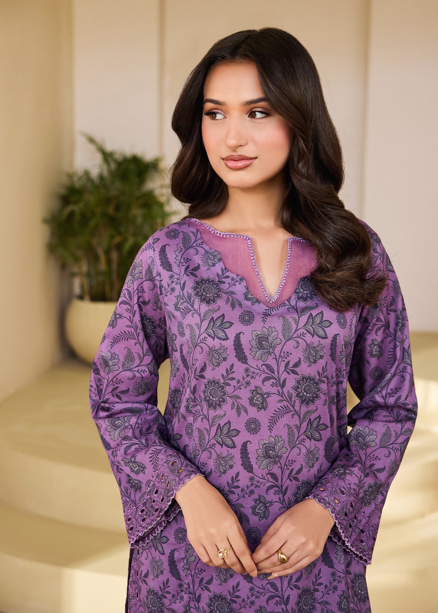 lawn cotton Co Ord Sets in Purple
