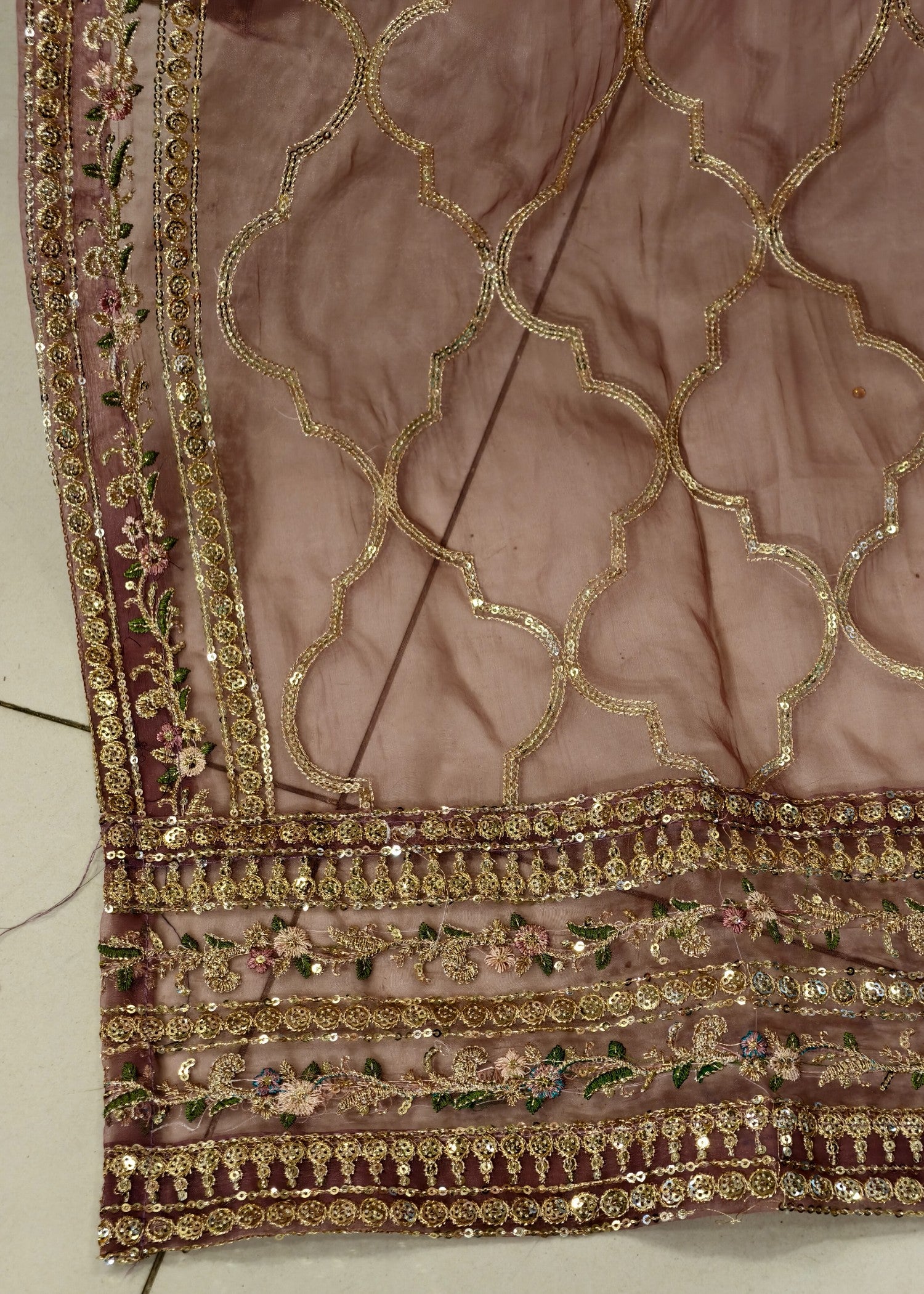 organza Lehenga in Mauve