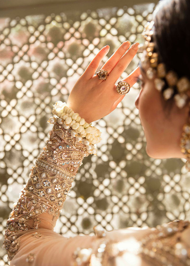 net Lehenga in Beige