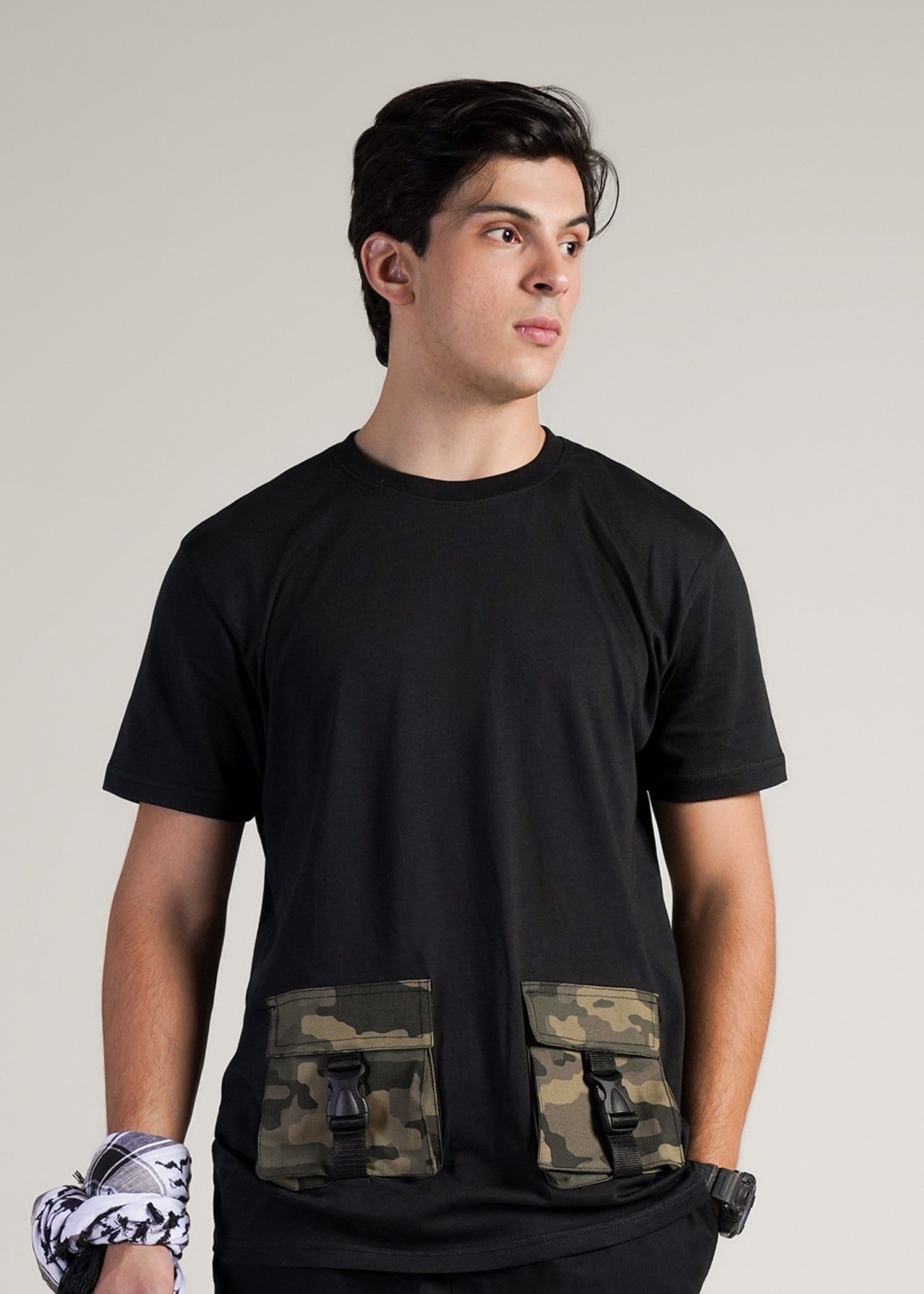cotton jersey T Shirt in Black