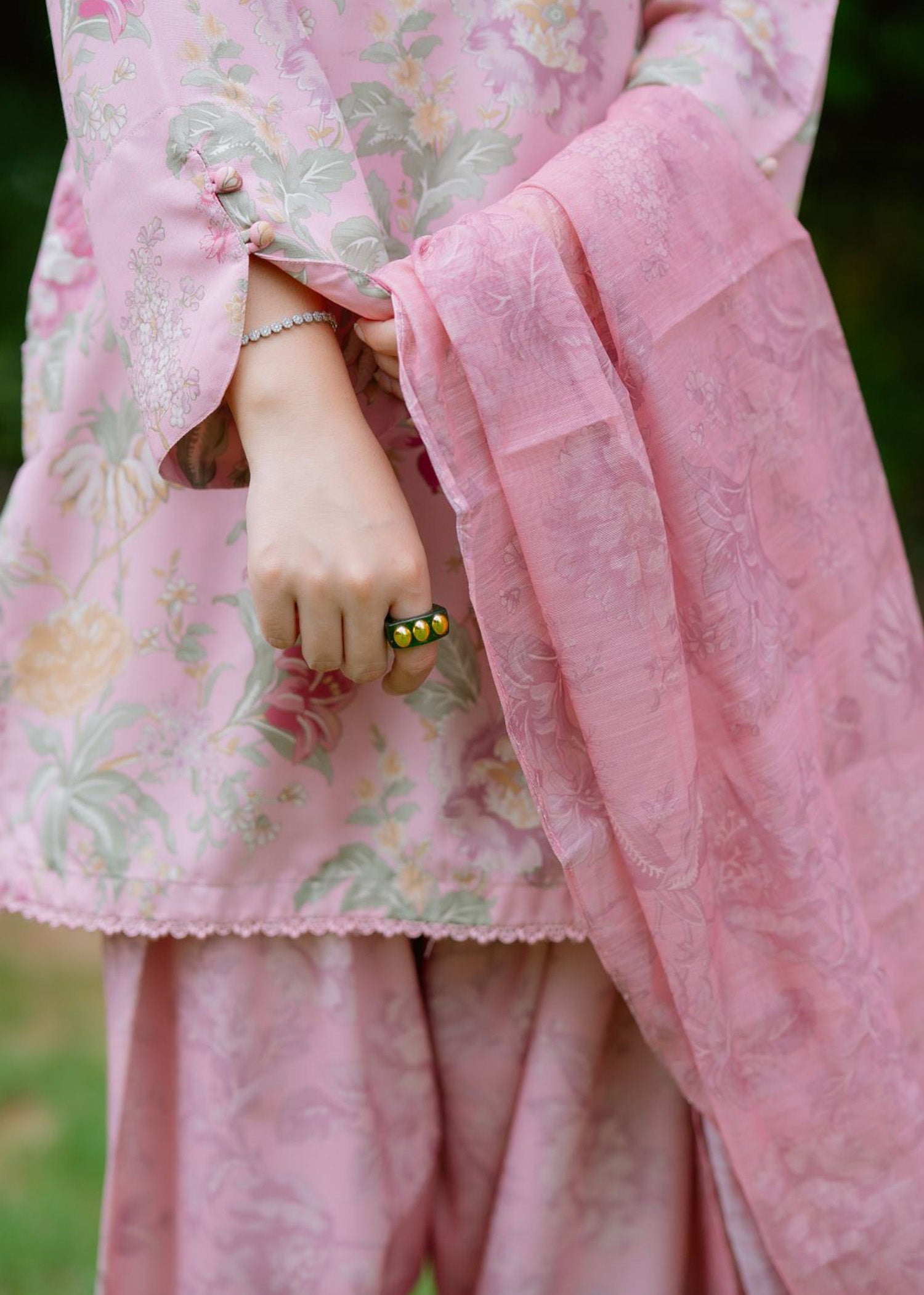raw silk Kurta Set in Tea rose pink