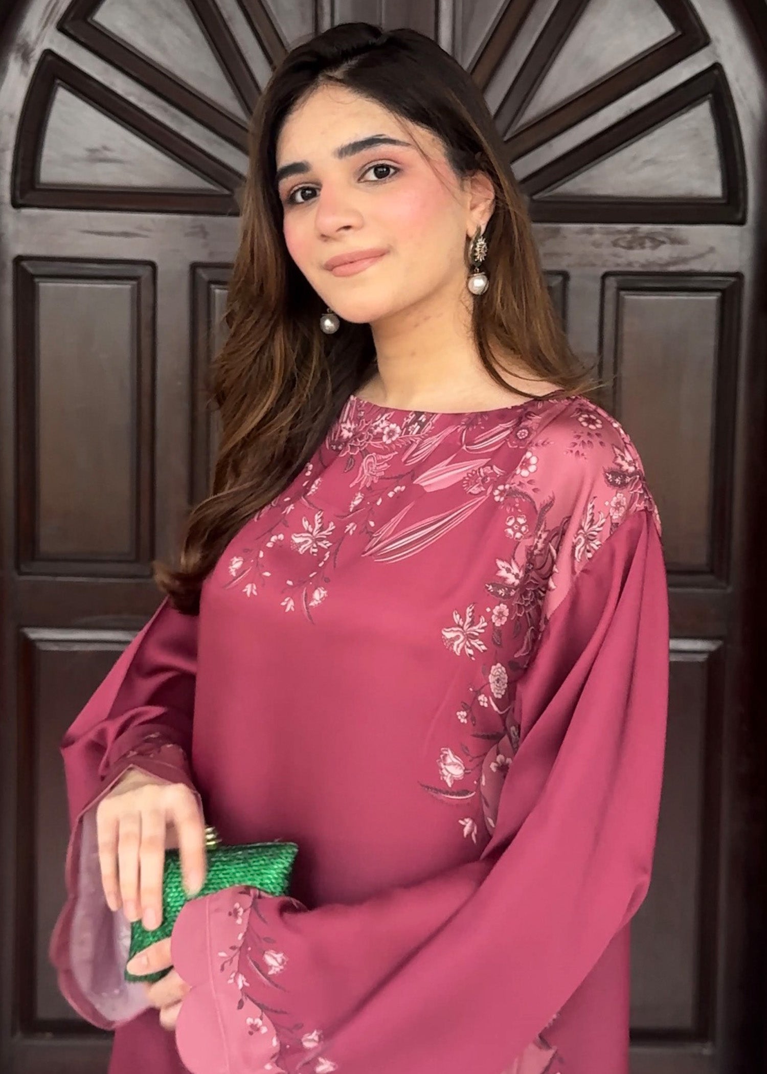 satin silk Kaftan in Plum