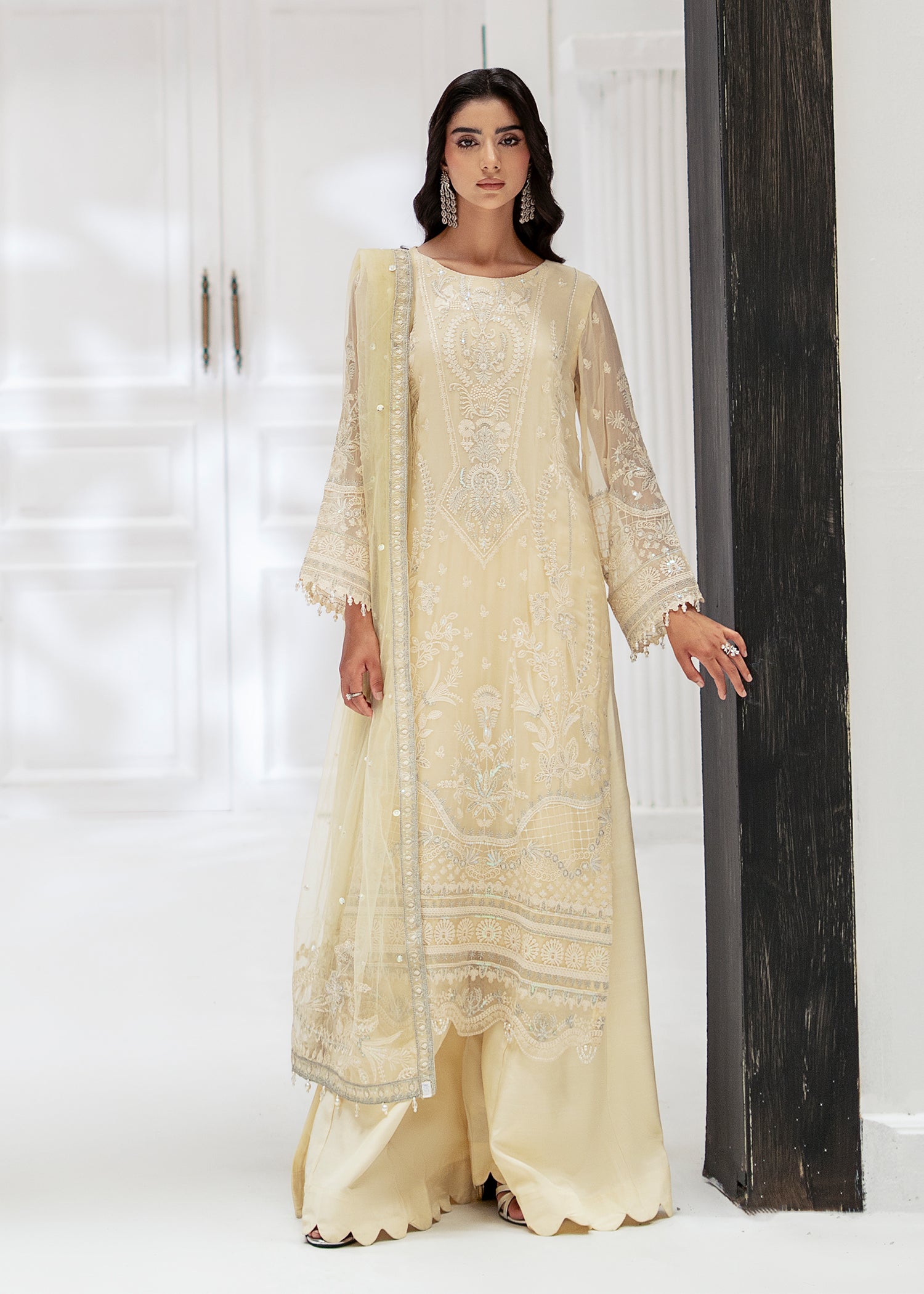 chiffon Sharara in Cream