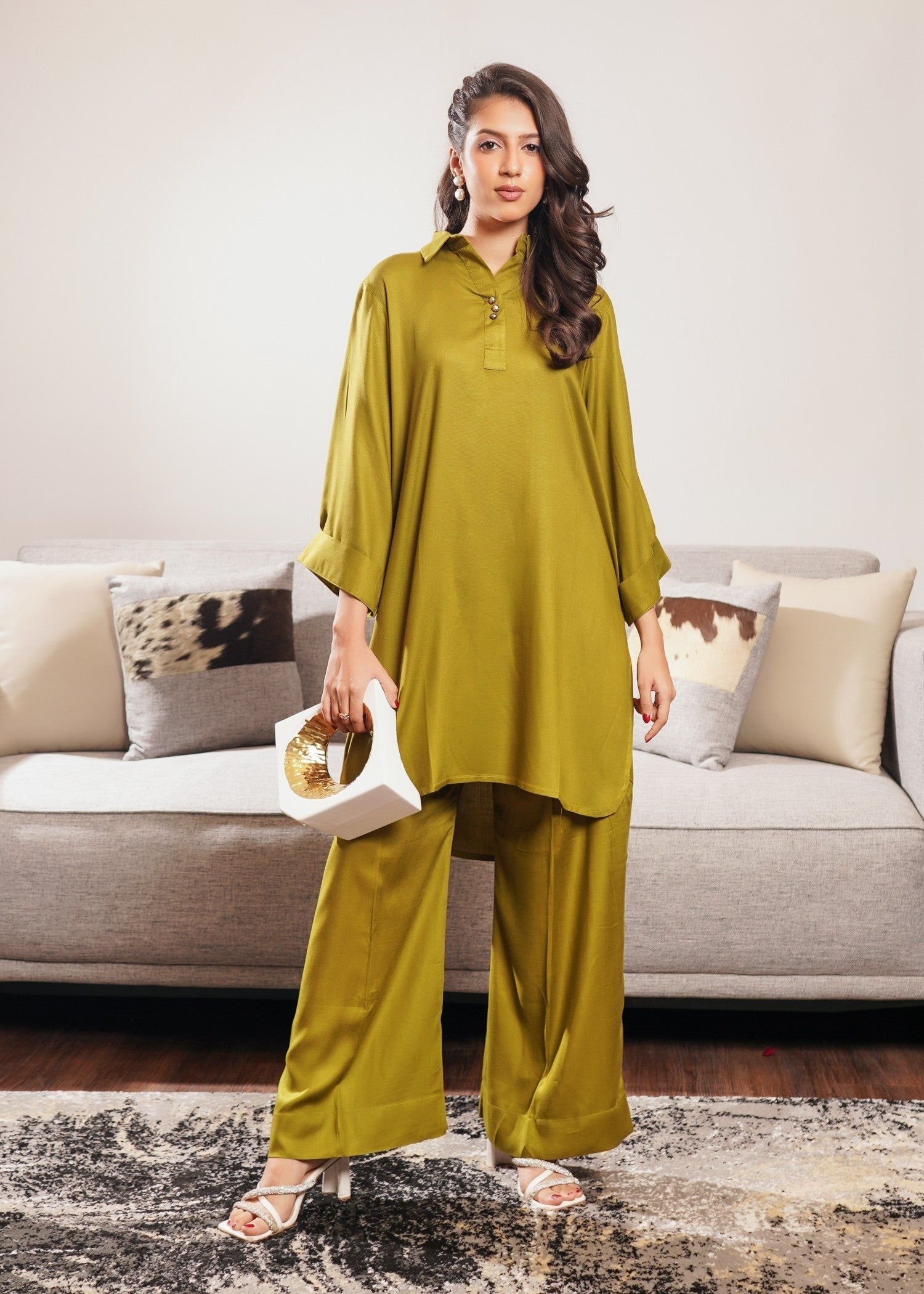 twill cambric Co Ord Sets in Olive green