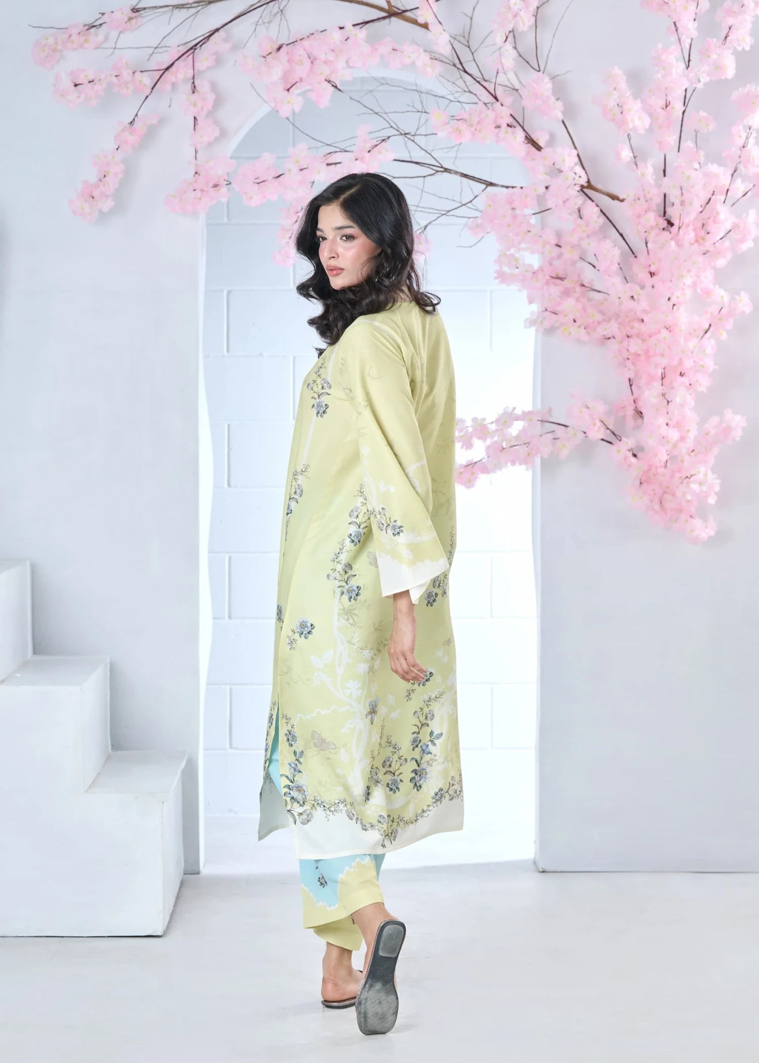 raw silk Co Ord Sets in Light yellow