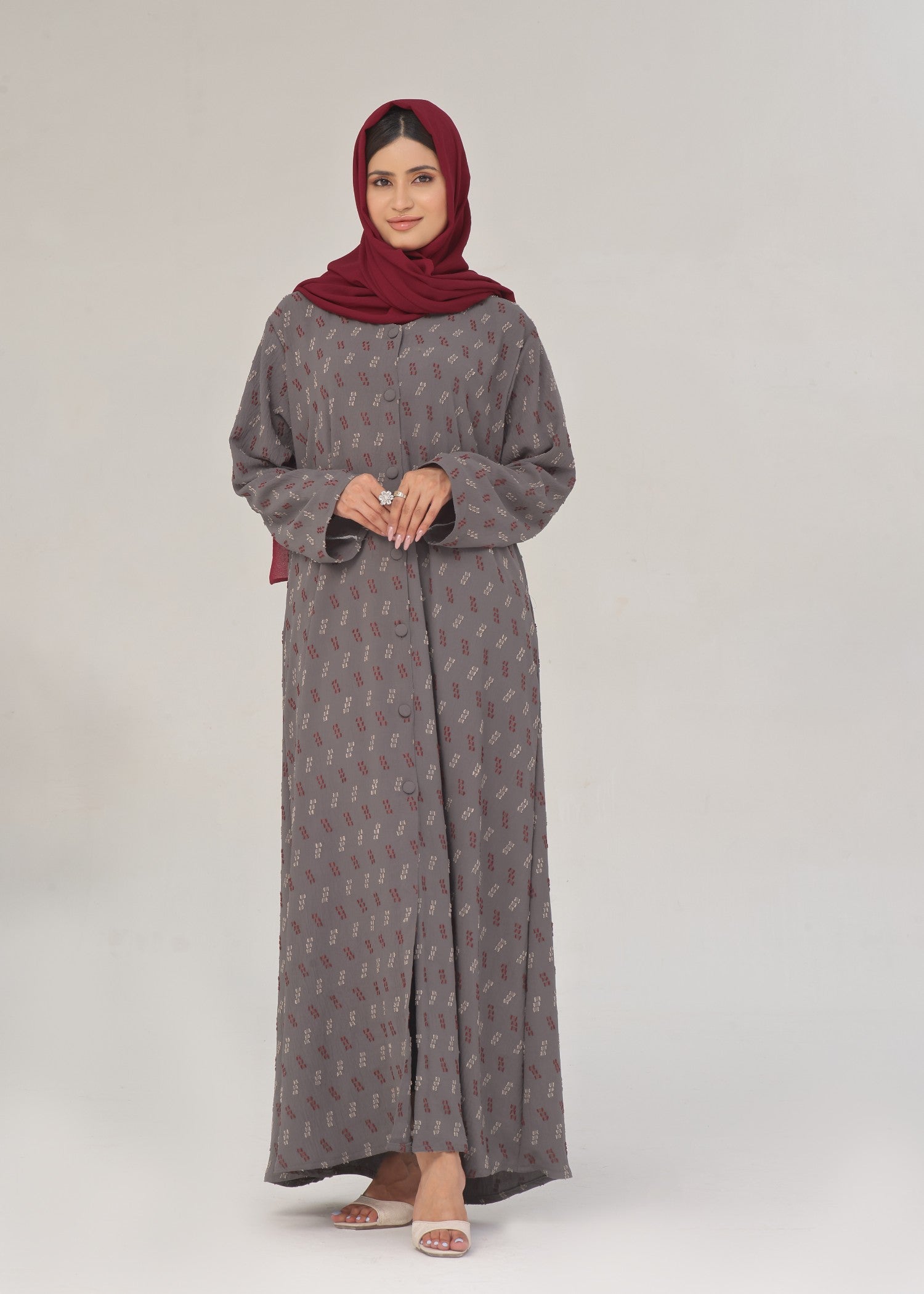 polyester Abaya in Grey