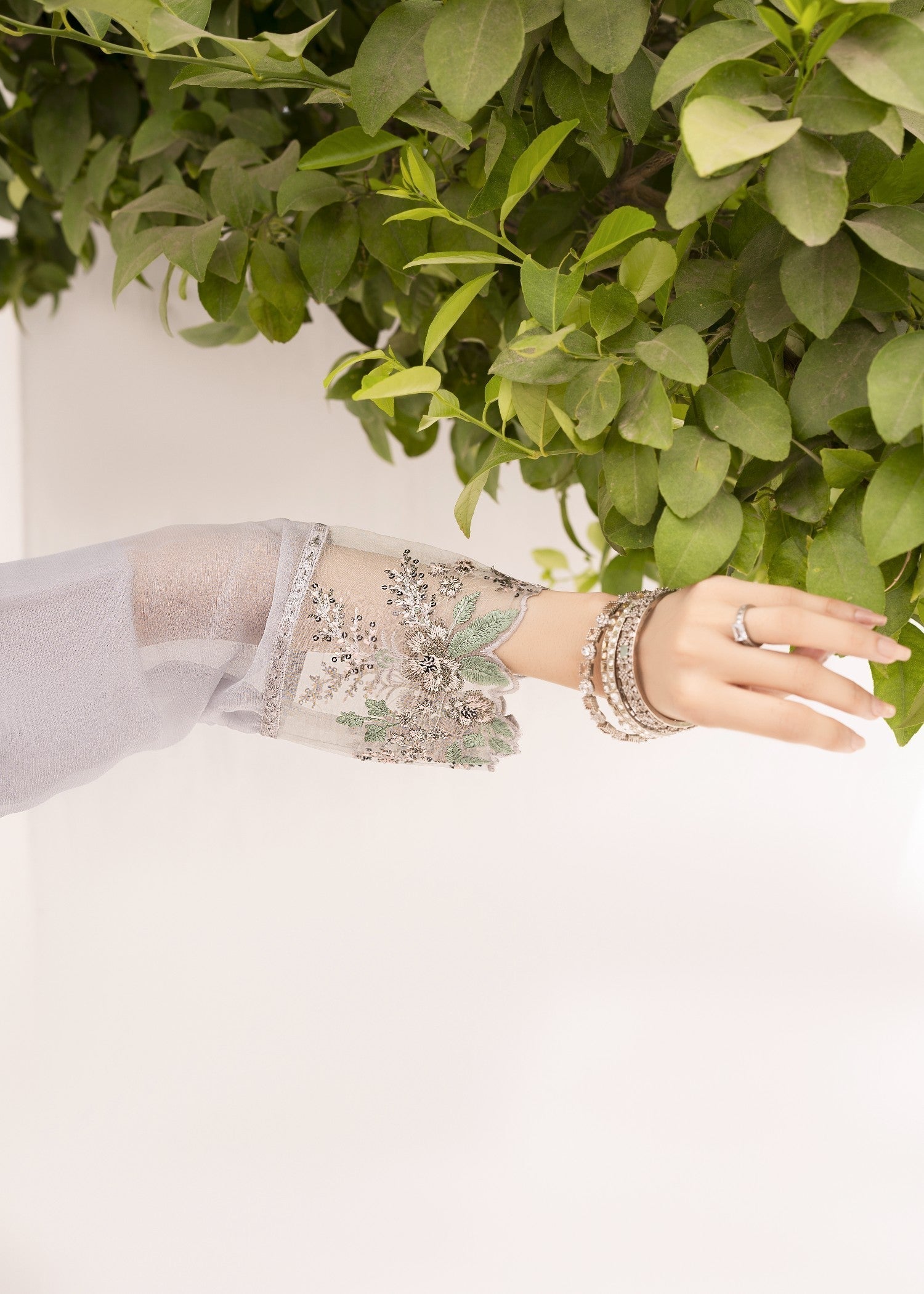 chiffon Kurta Set in Grey