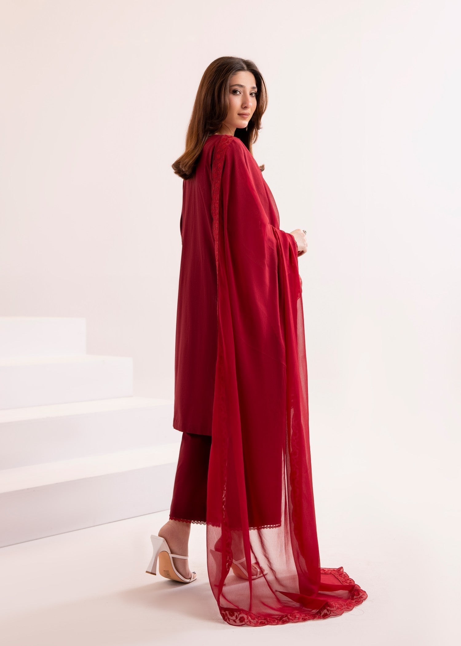 lawn Gown in Maroon