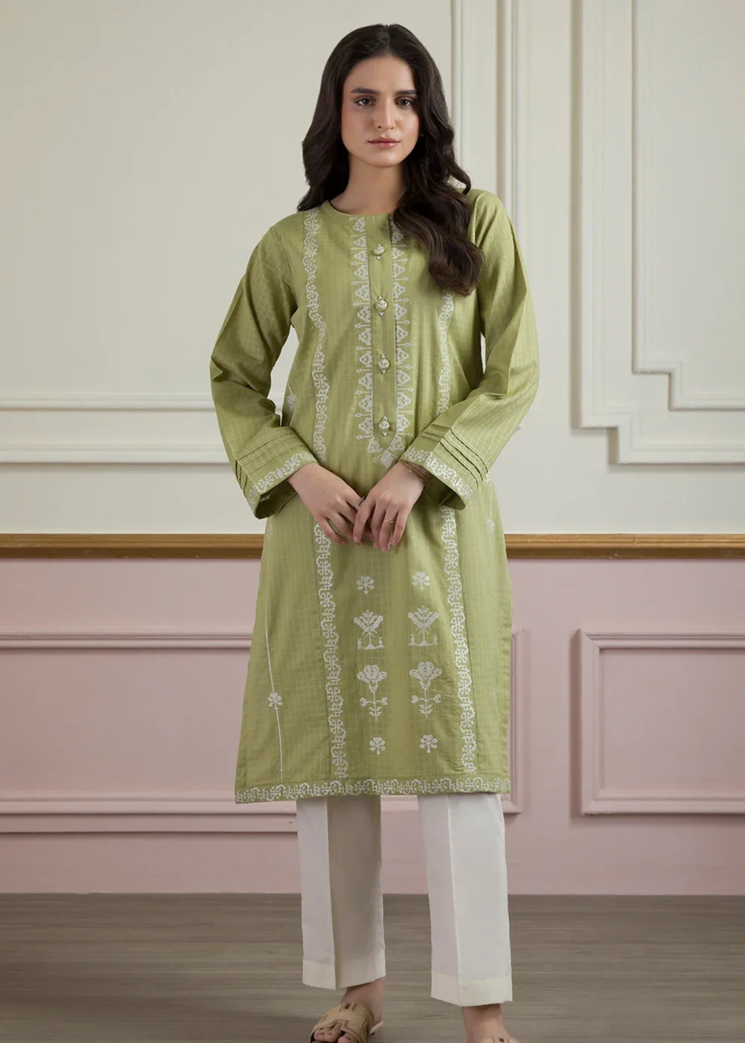 lawn Kurti in Green