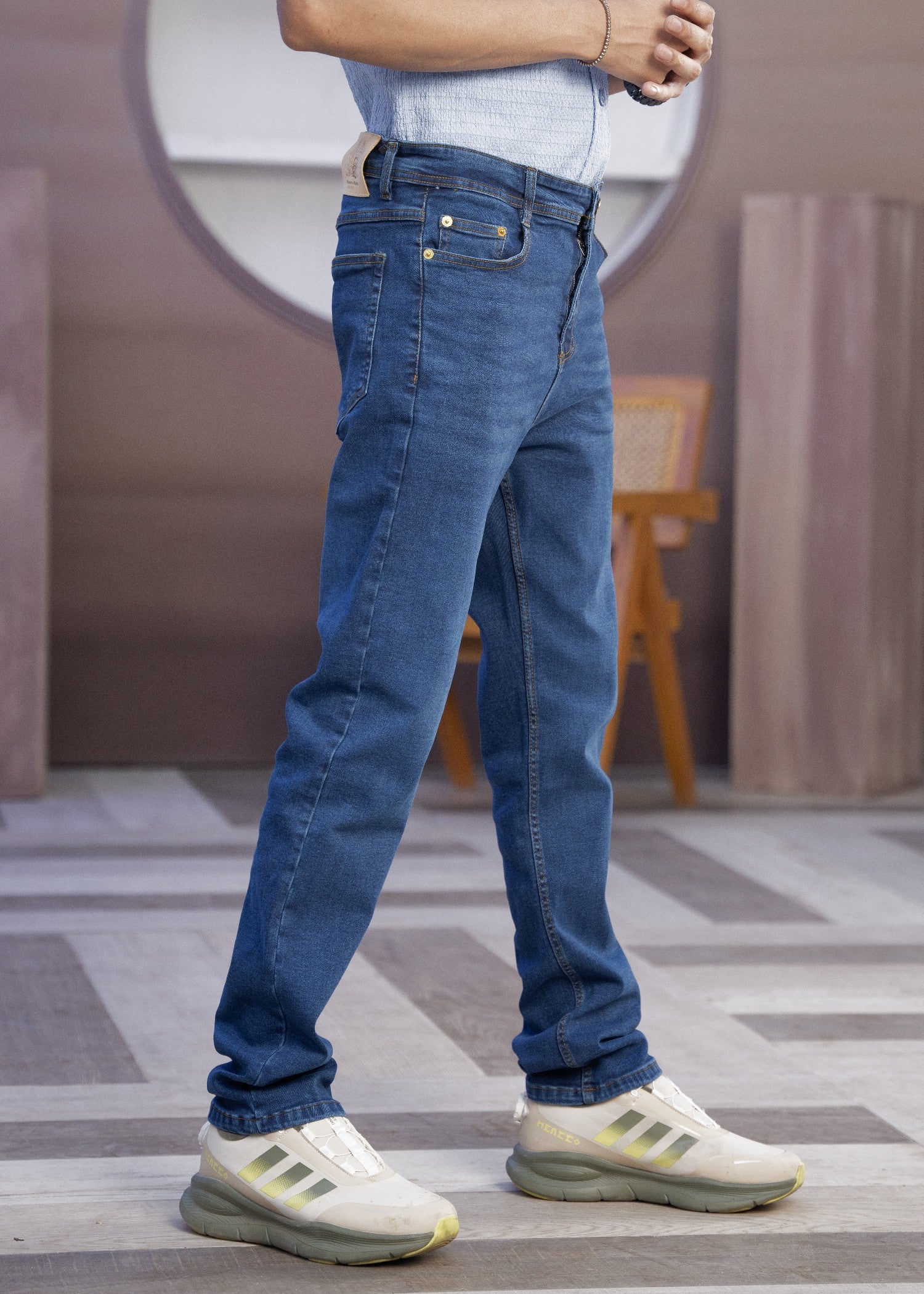 cotton Jeans in Ocean blue