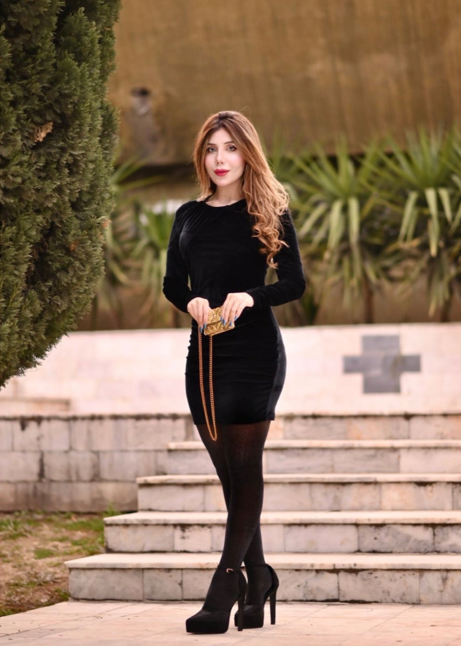 chinese micro velvet 9000 Dress in Black