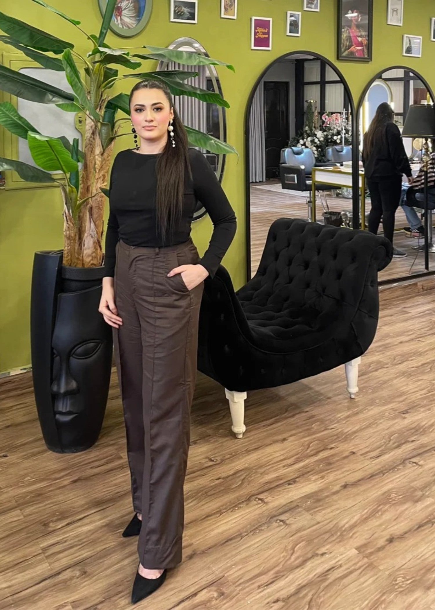 polycotton Pants in Chocolate brown