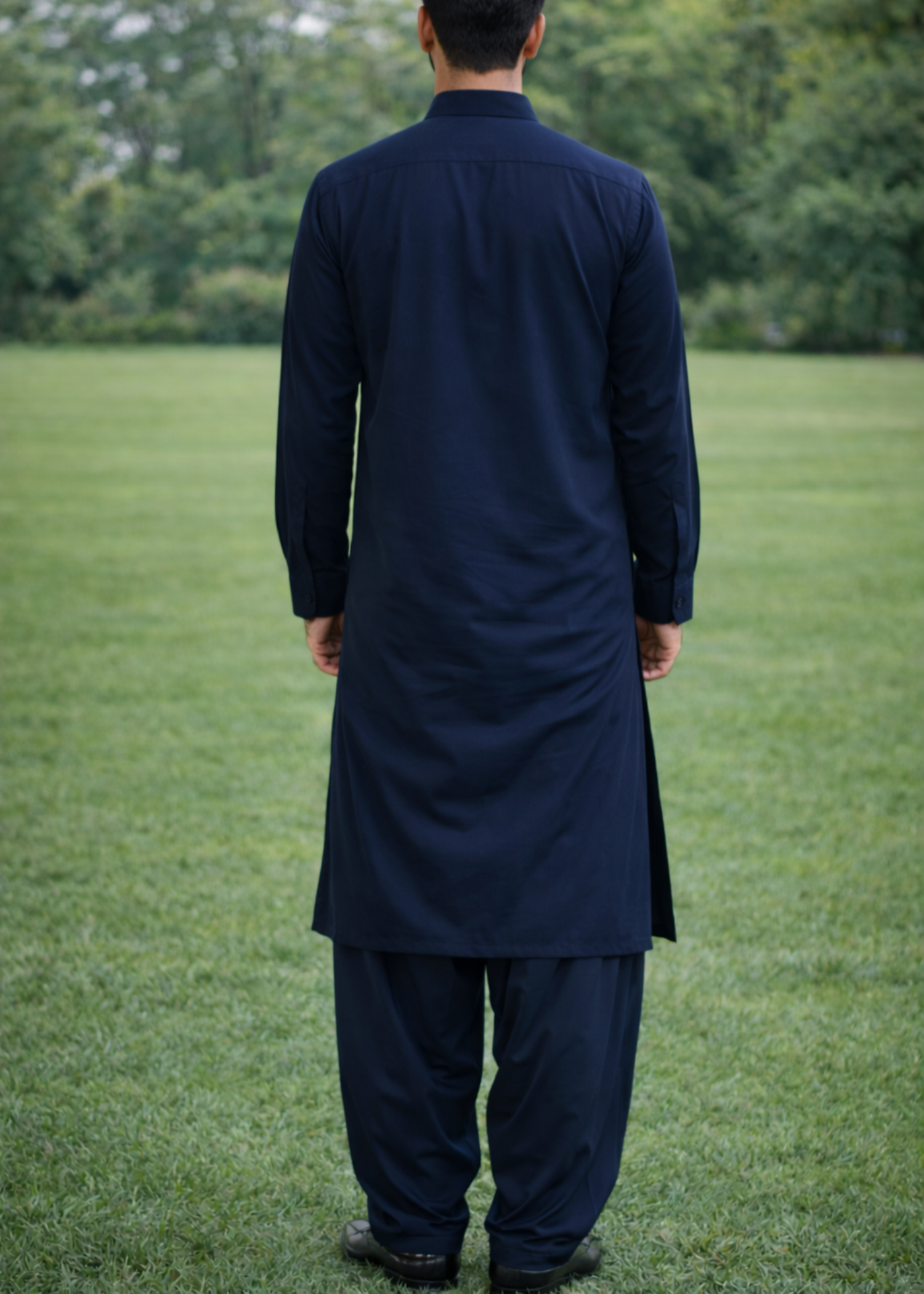 wash & wear Shalwar Kameez in Navy blue by Noor E Zehra.Store