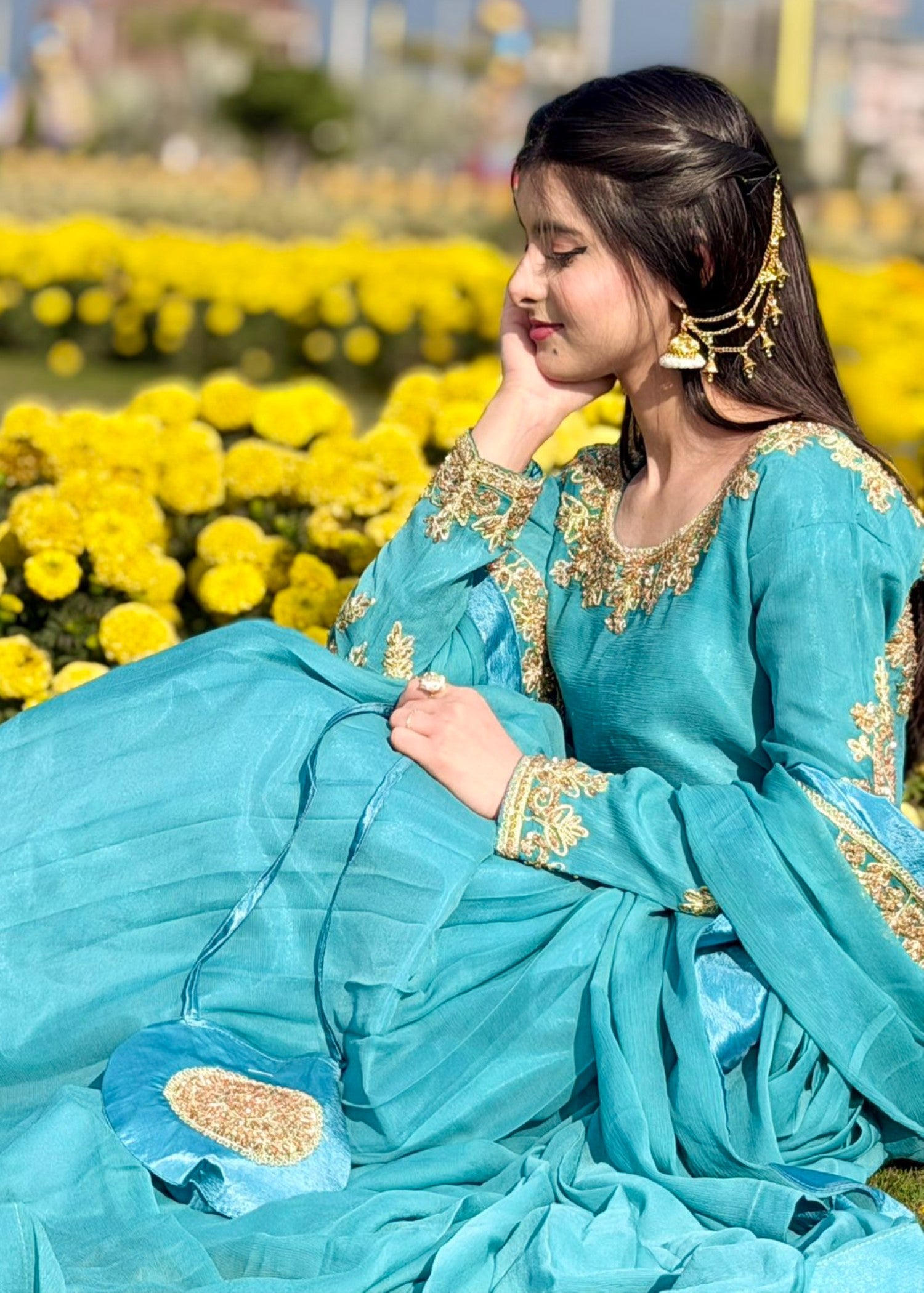 chiffon Maxi in Dark cyan