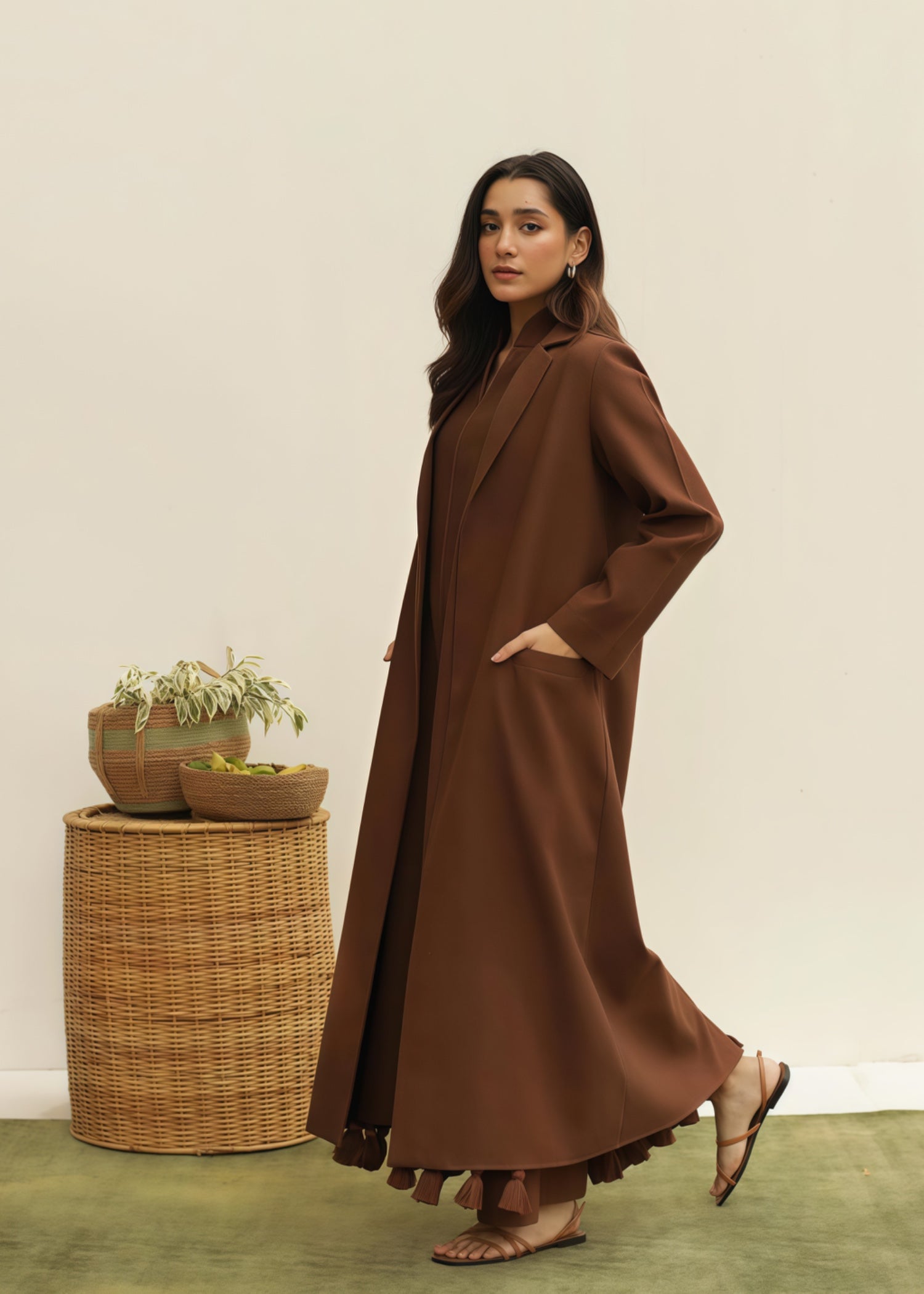dhanak Gown in Chocolate brown