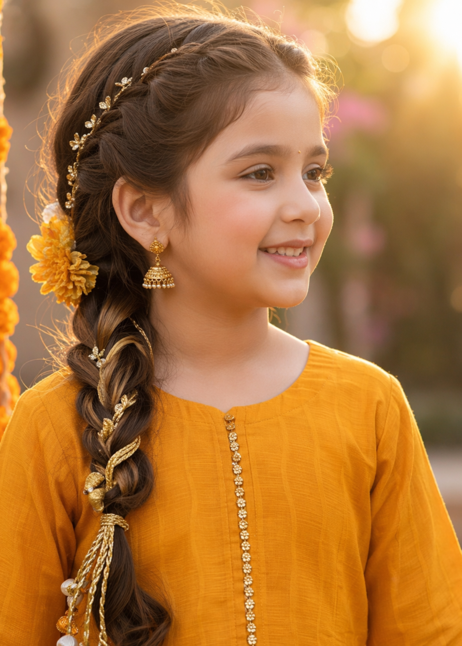 cotton Short Frock in Mustard