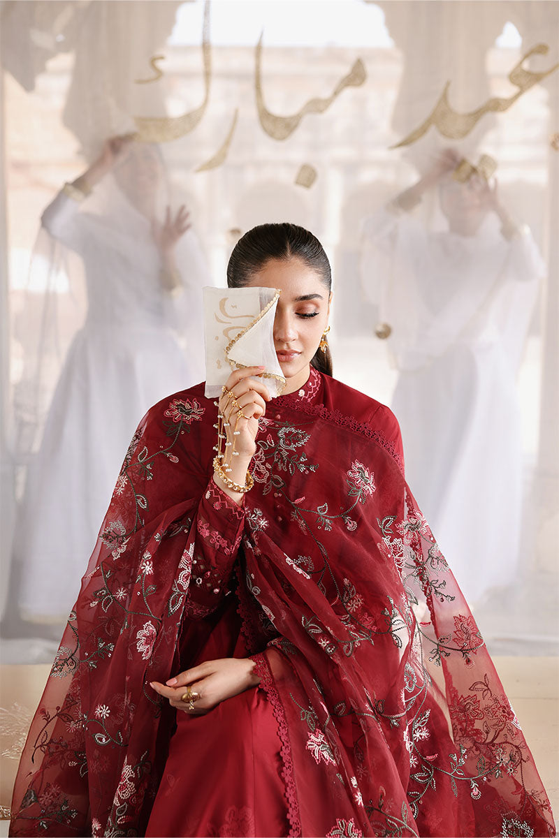 Festive – Rouge Flare - Embroidered Lawn