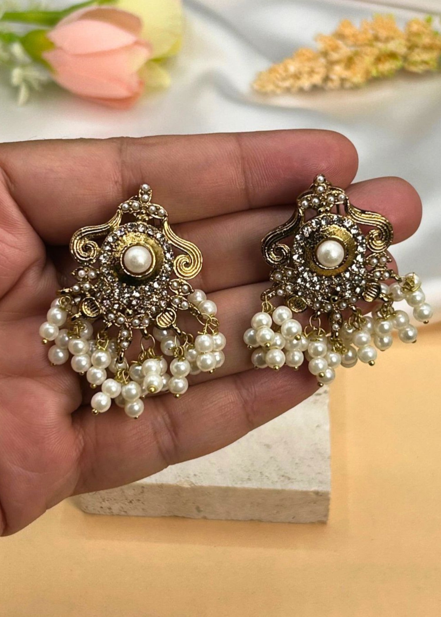 Earrings in Pearl white Color by - Trendy Women Earrings MTZ0702